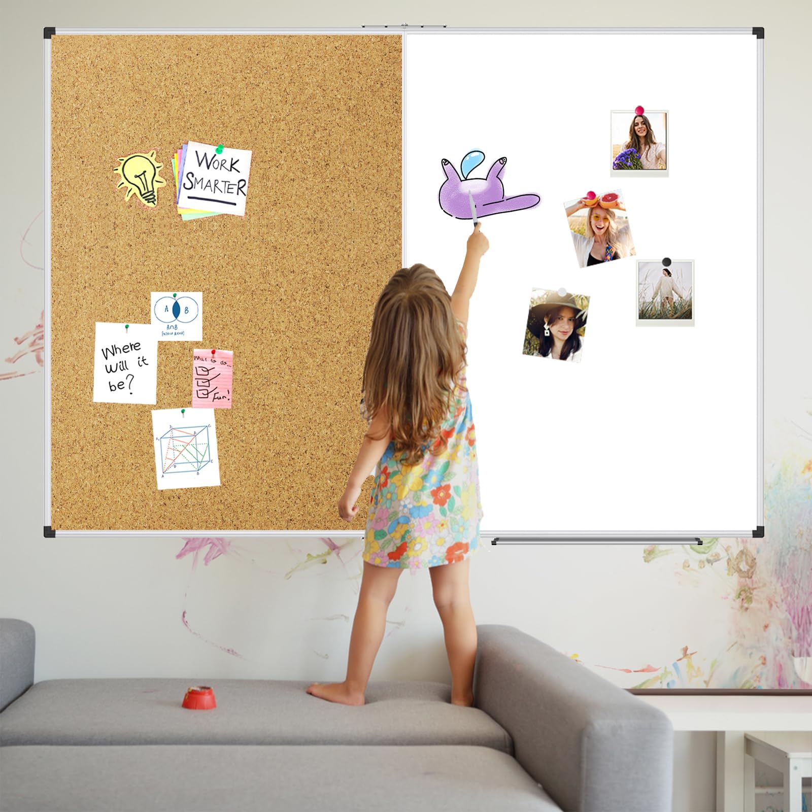 XBoard 24 x 18 Inch Wall-Mounted Office Cork Board, Notice Bulletin Board with Aluminum Frame