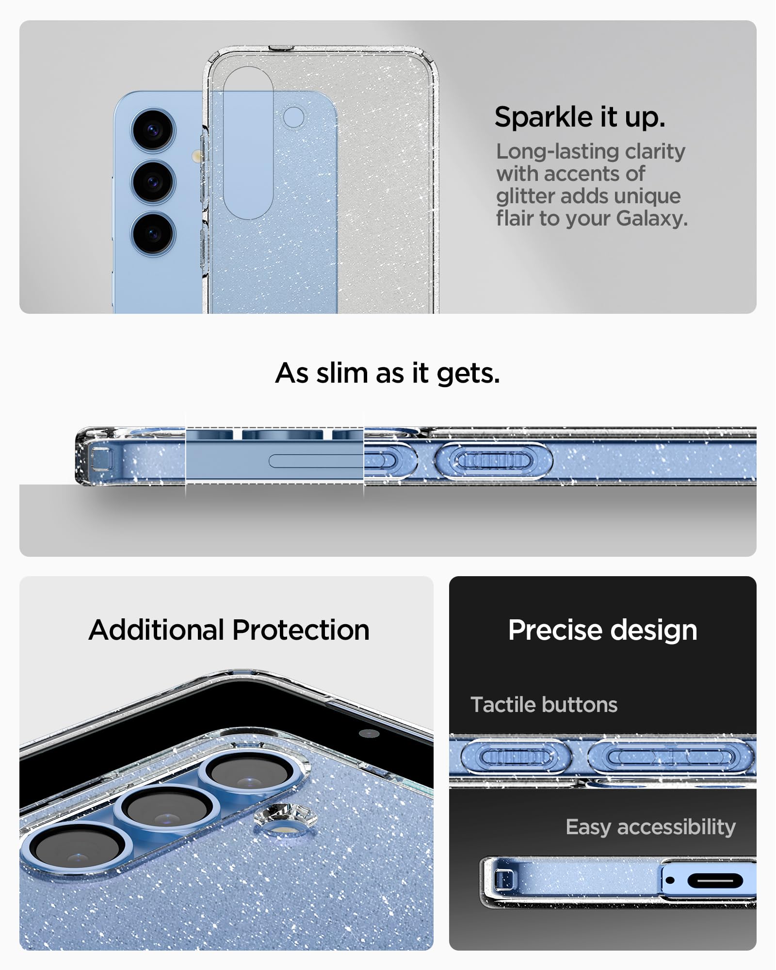 Spigen Liquid Crystal Designed for Galaxy S24 Case (2024) [Military-Grade Protection] - Crystal Clear