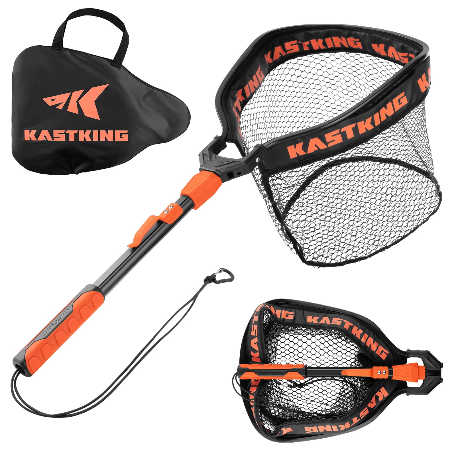 KastKing Titanet Fishing Net, Durable Aluminum Handle, Non-Slip Hi-Vis Grip, Compact Bag & Lanyard, Ideal for Kayak, Lake, Fly, or River Fishing, 2 Net Options