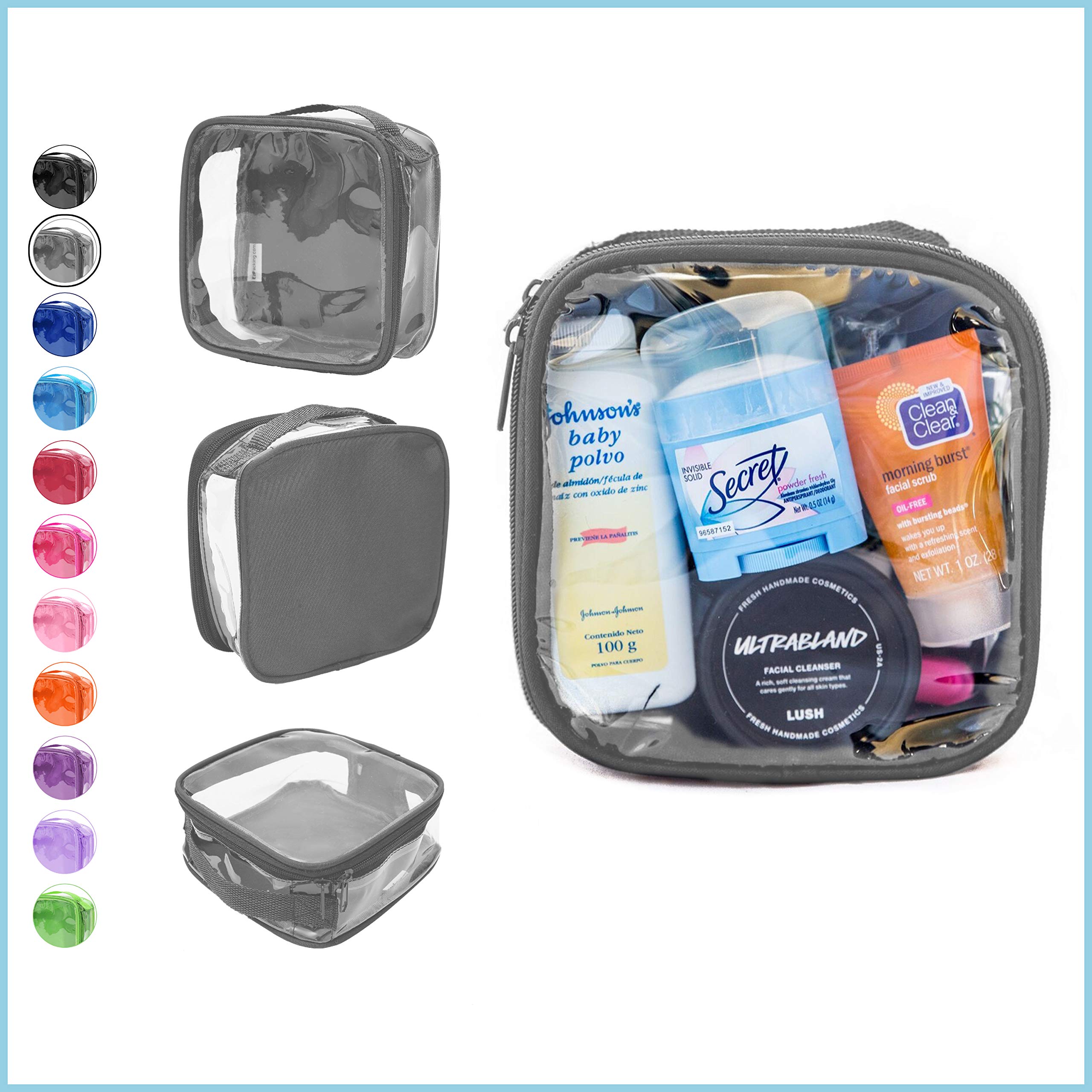 EzPacking Clear TSA Approved 3-1-1 Travel Toiletry Bag for Carry On/Quart Size Transparent Liquids Pouch for Airport Security/Reusable See Through Vinyl & PVC Plastic Organizer Men Women (Black)