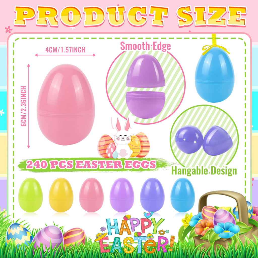 OCTERIC 30Pcs Easter Eggs, 2.3" Fillable Pastel Colors Plastic Easter Eggs Empty for Easter Hunt, Easter Basket Stuffers, Party Favor, Classroom Prize Supplies