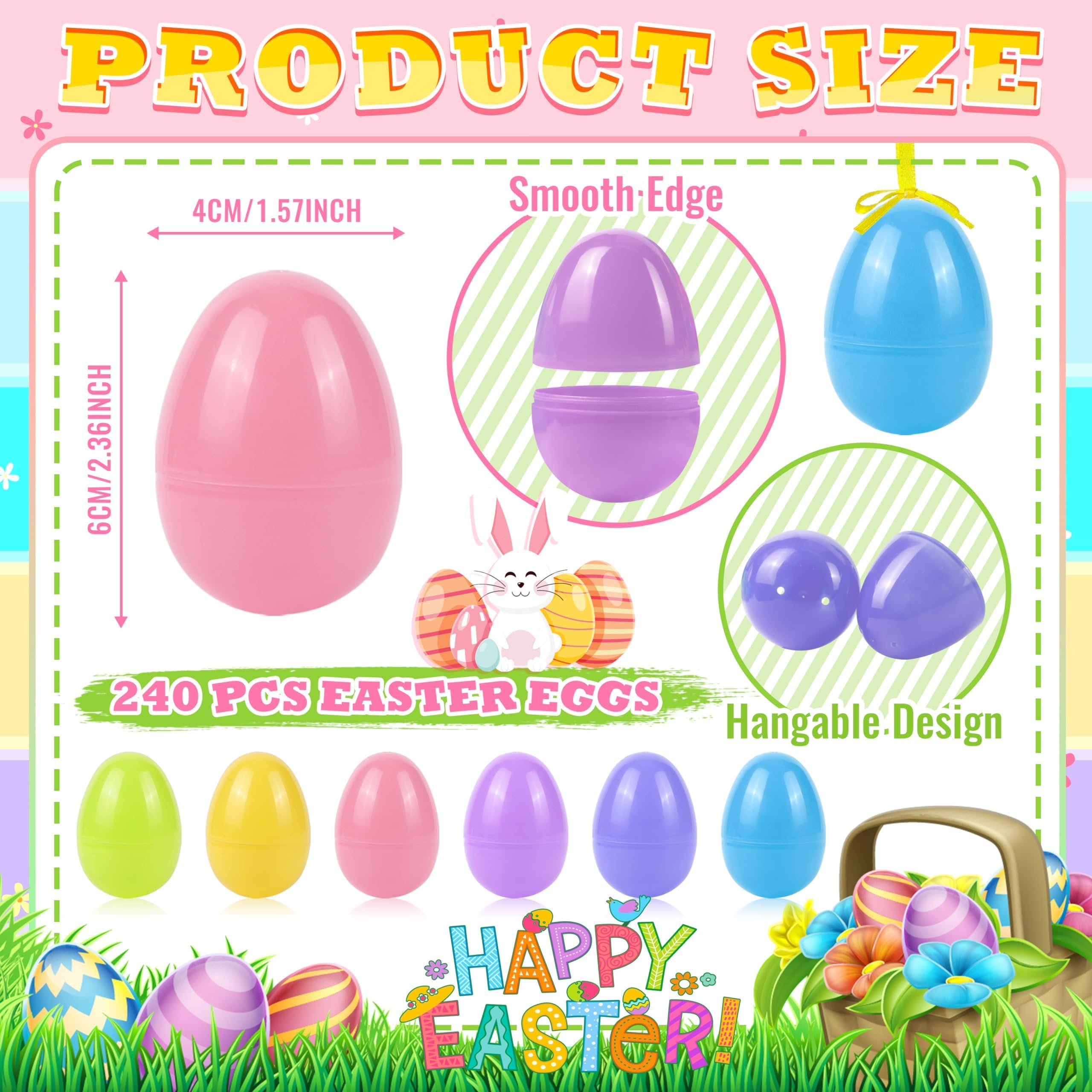 OCTERIC 30Pcs Easter Eggs, 2.3" Fillable Pastel Colors Plastic Easter Eggs Empty for Easter Hunt, Easter Basket Stuffers, Party Favor, Classroom Prize Supplies
