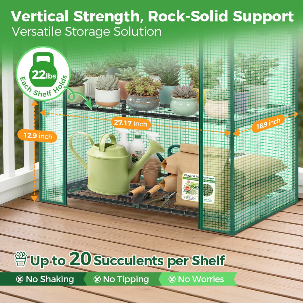 Mini Greenhouse with Screen Roof, Ohuhu Upgraded Portable 4 Tier Small Greenhouses for Outdoors Indoor with Reelable Door, Heavy Duty Plastic Green House for Outside Garden Patio Yard Porch Balcony