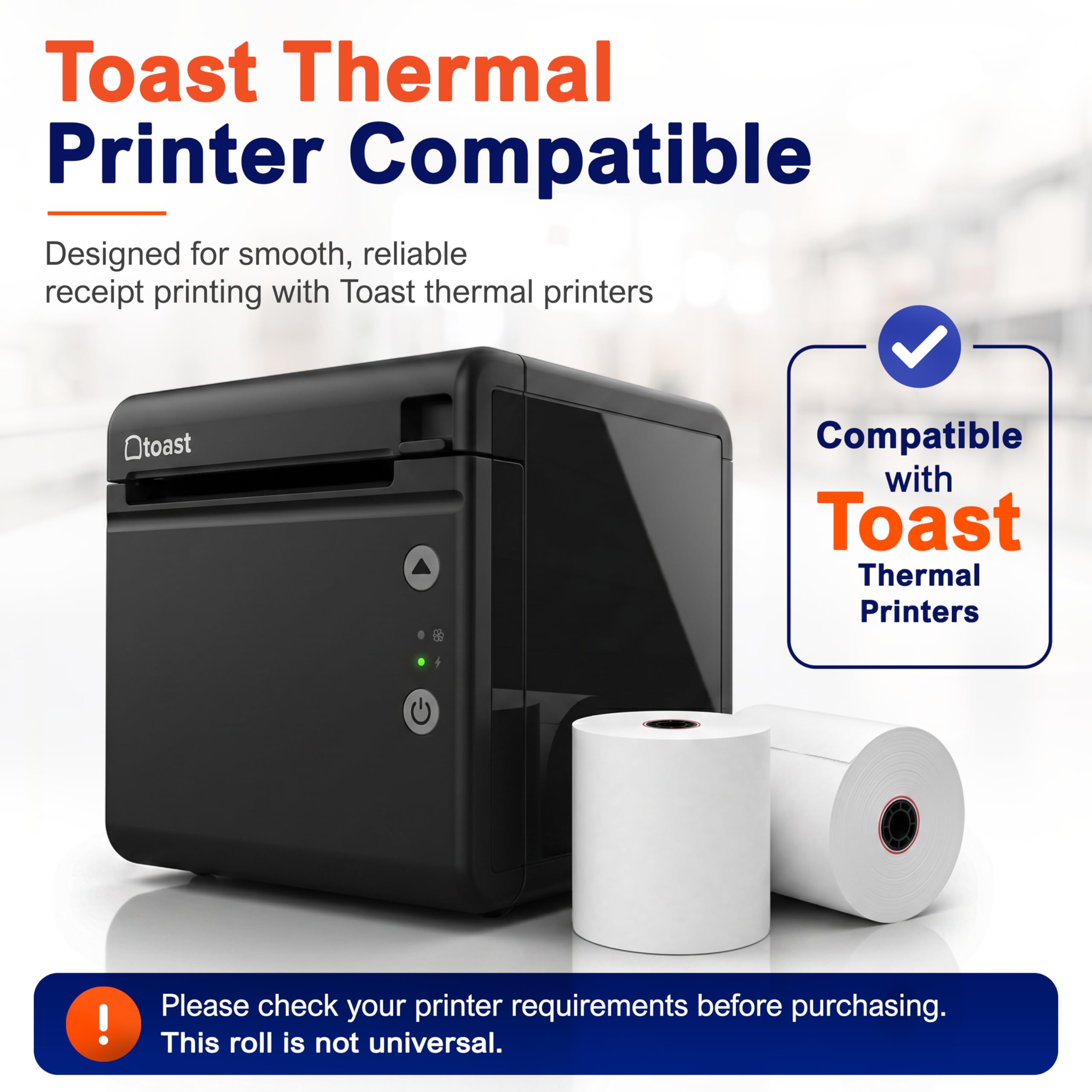 Thermal Printer Paper Roll for Toast TP200 Receipt Printer Point of Sale (06 rolls)