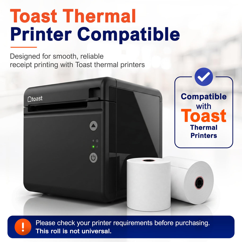 Thermal Printer Paper Roll for Toast TP200 Receipt Printer Point of Sale (06 rolls)