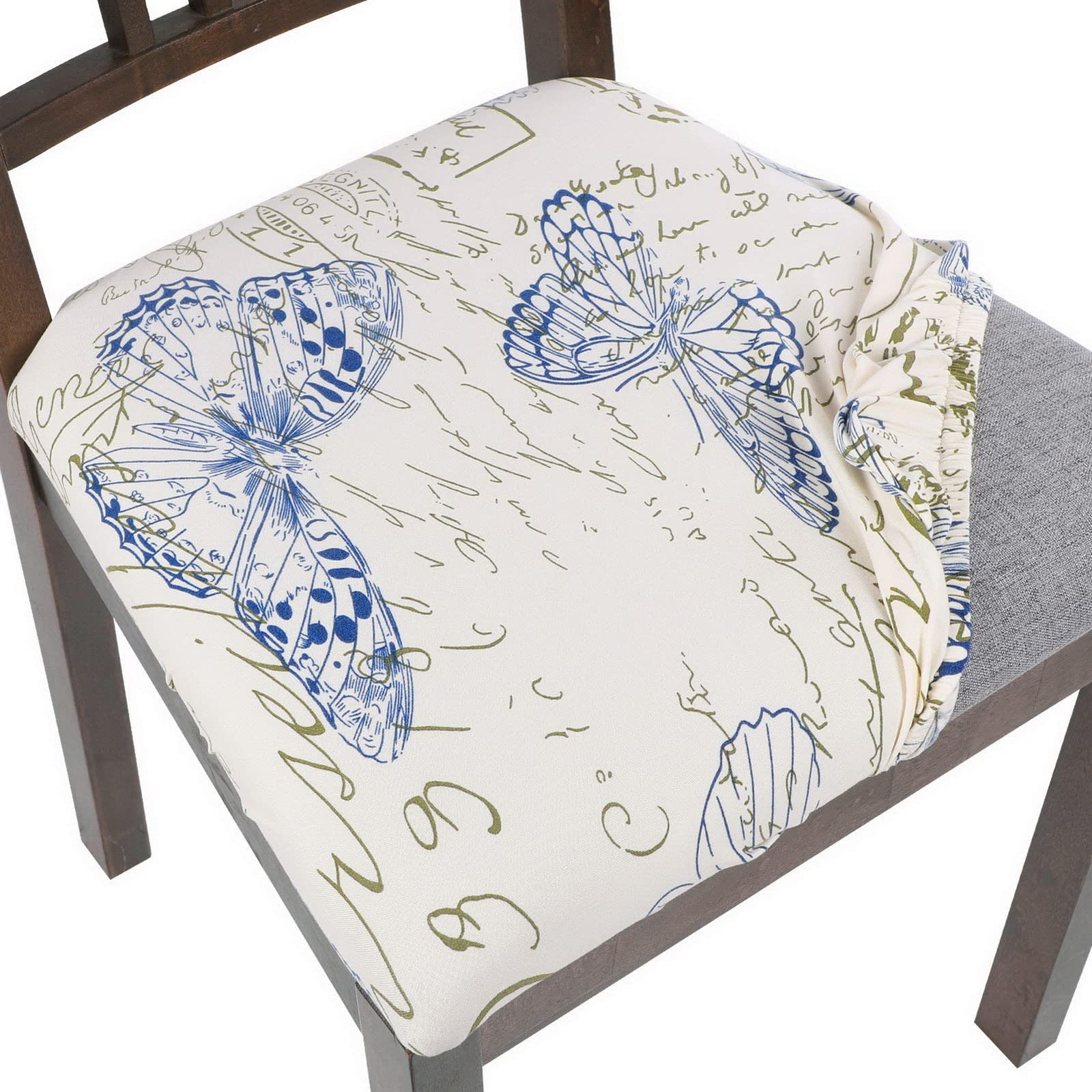 SearchI Seat Covers for Dining Room Chairs Stretch Printed Chair Seat Covers Set of 2, Removable Washable Upholstered Chair Seat Protector Cushion Slipcovers for Kitchen, Office(Ball Flower)