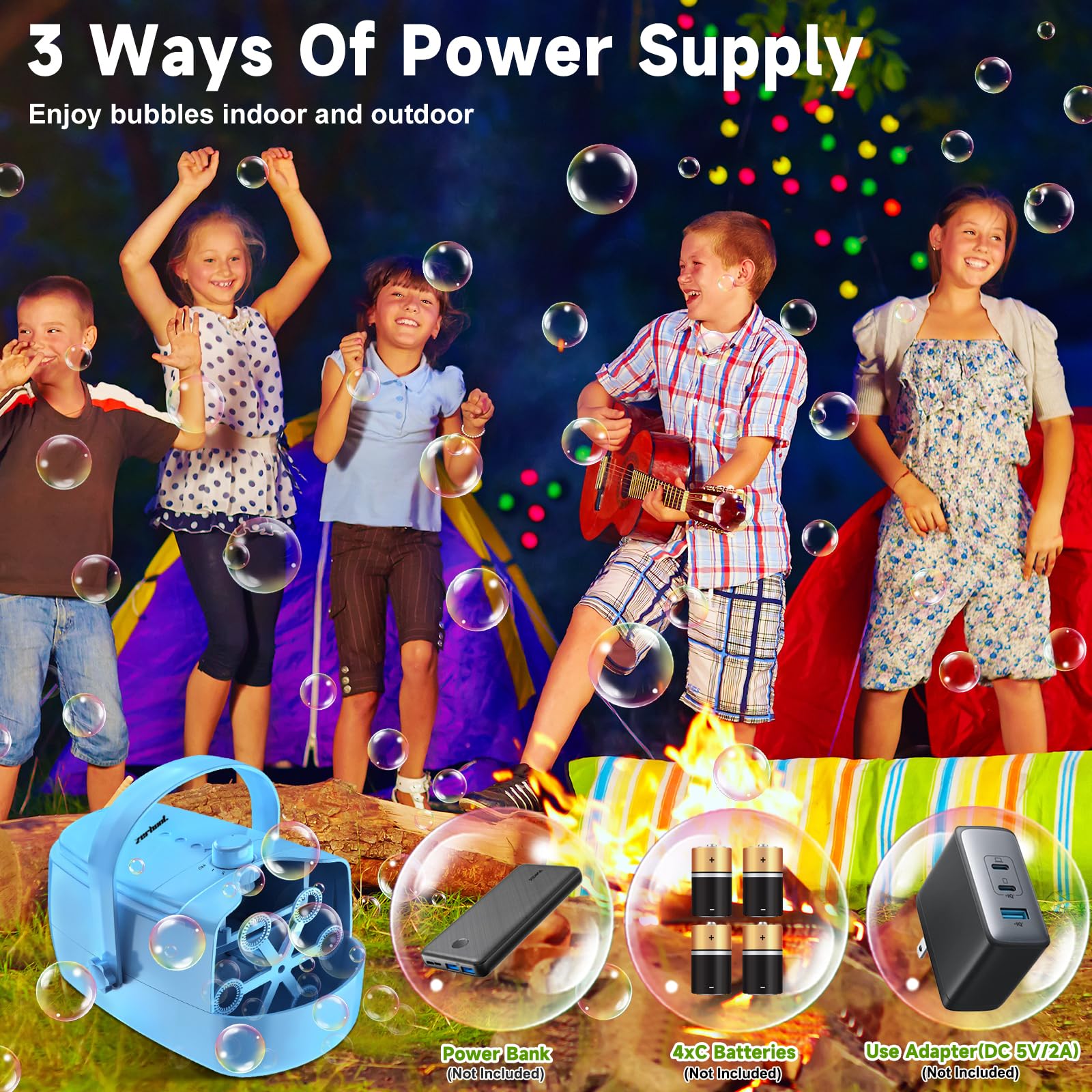 Zerhunt Durable Bubble Machine for Party: 3 Power Modes for Non-Stop Fun - 18000+ Bubbles Per Minute High Output 30 Mins Bubbles per Refill - Kids Safe Auto-Stop for Outdoor Backyard Birthday