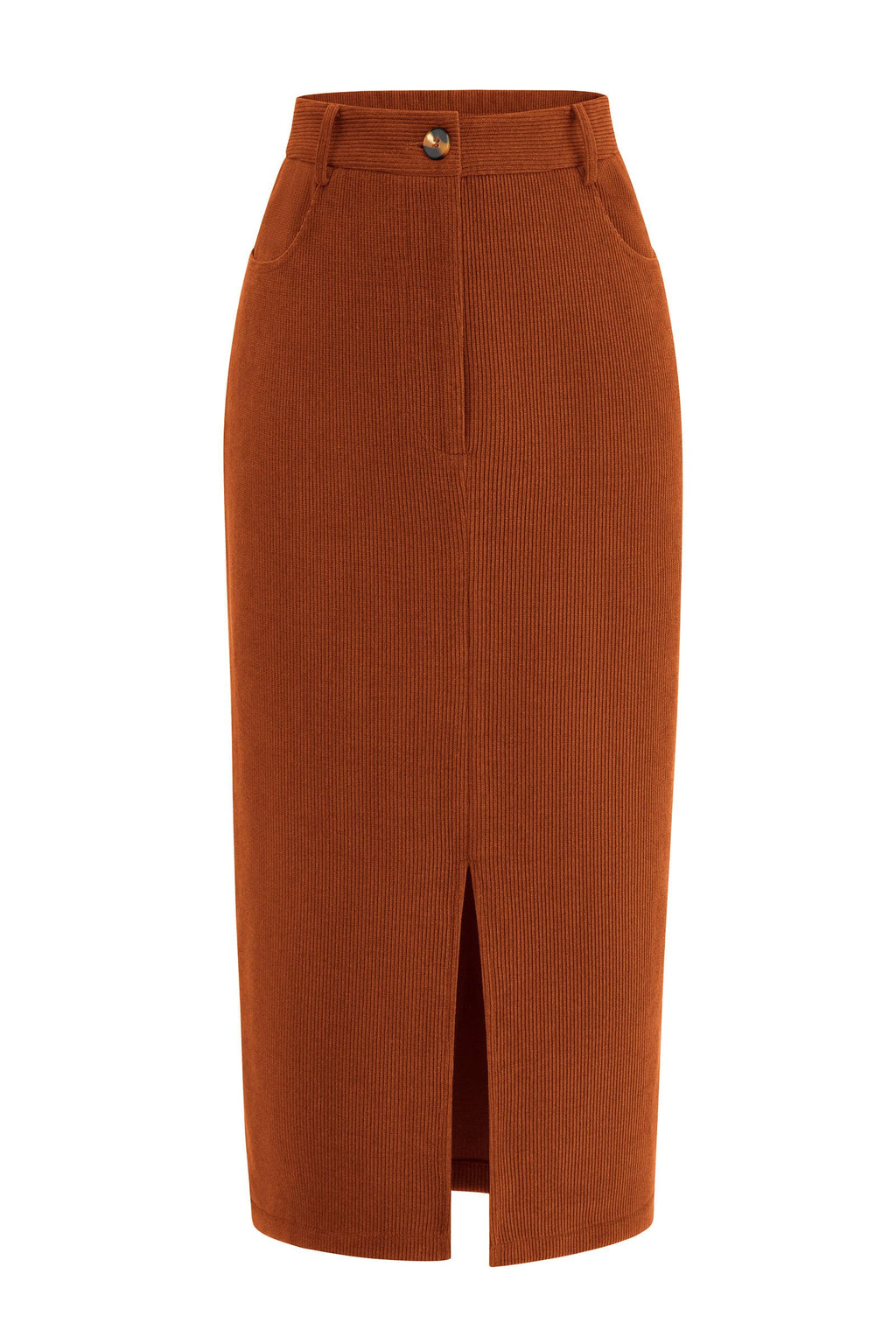 PRETTYGARDEN Corduroy Skirt Women Fall Midi Pencil Skirts | High Waisted Fashion Bottoms, Trendy Front Slit, Pockets, Comfy Dressy Clothes for Winter Casual Outings, Date Nights & Work