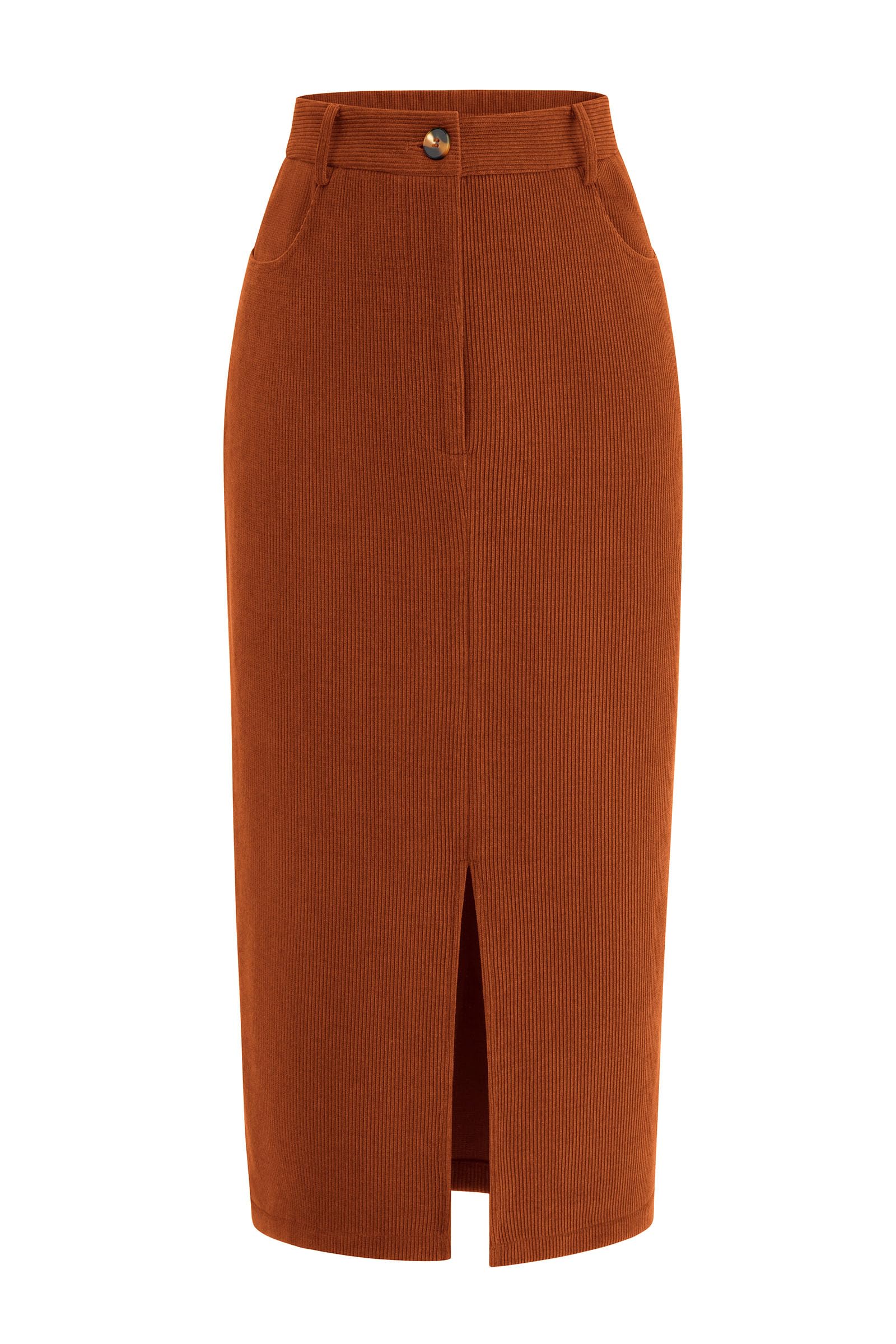 PRETTYGARDEN Corduroy Skirt Women Fall Midi Pencil Skirts | High Waisted Fashion Bottoms, Trendy Front Slit, Pockets, Comfy Dressy Clothes for Winter Casual Outings, Date Nights & Work