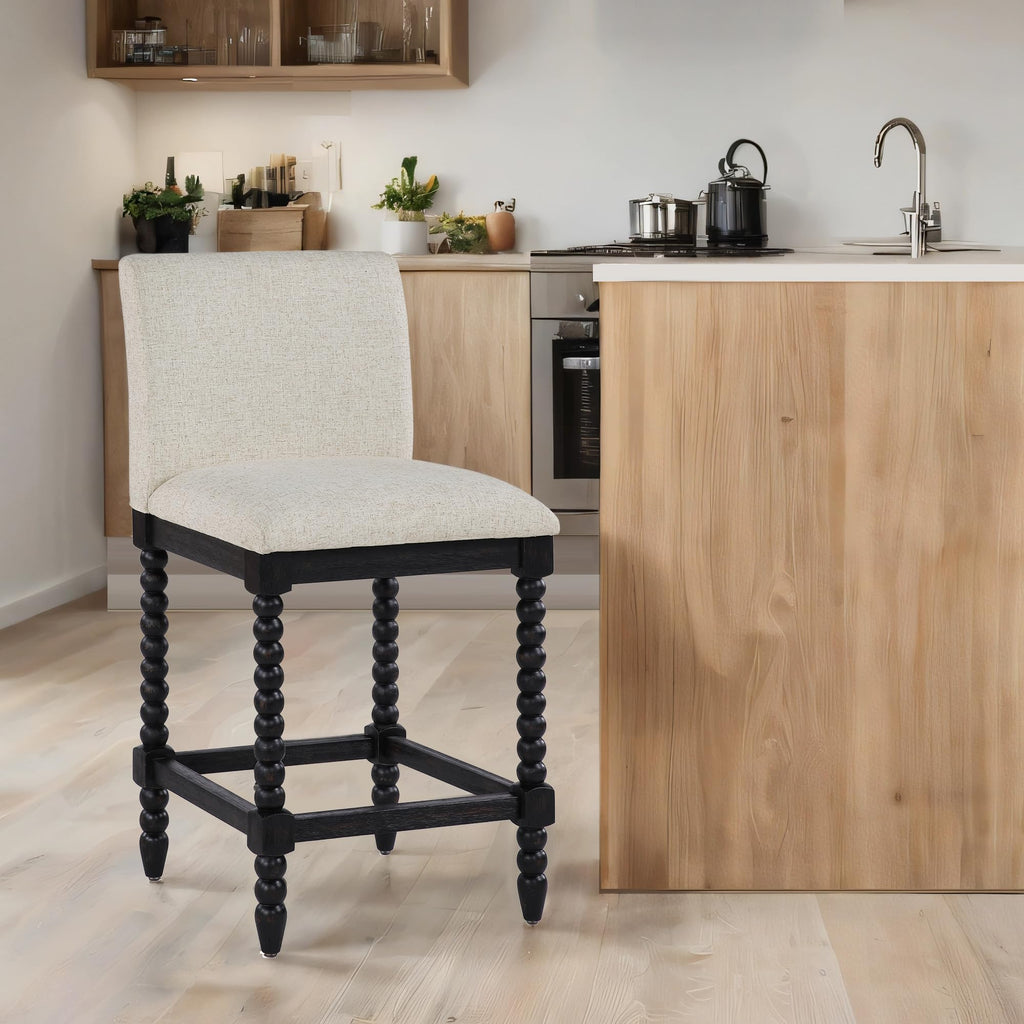 DUHOME Spindle Counter Stool with Padded Spring Seat,Wooden Bar Stools Farmhouse 26 Inch Counter Height Stools Chairs with Spindle Back for Kitchen Island