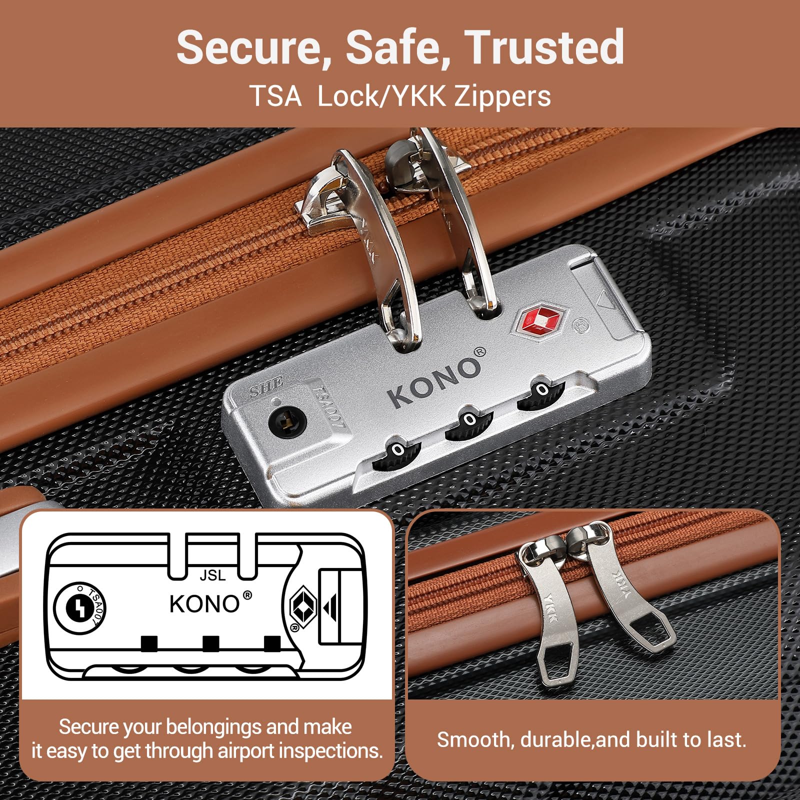Kono Carry On Luggage Set Airline Approved Lightweight PC+ABS Carry On Suitcase with TSA Lock Spinner Wheels Durable Luggage Hardside Apricot Blue