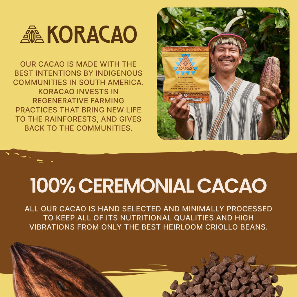 KORACAO Sustainably Harvested Cacao | Ideal Superfood for Everyday Bliss | Ceremonial Grade Cacao | Enhance Your Spiritual Journey with Ancient Superfood Delight - 1 Pound