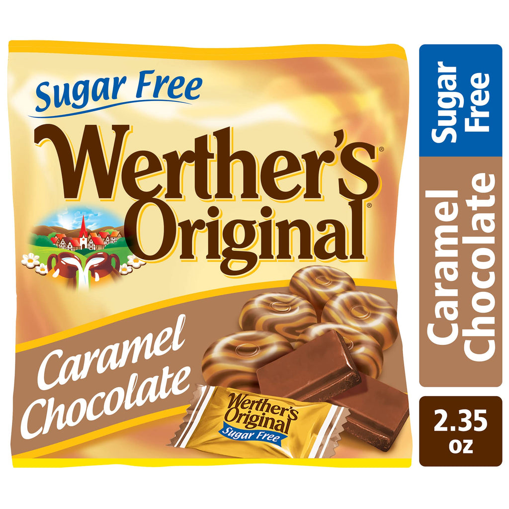 Werther's Original Hard Sugar Free Assorted Flavors, Caramel, Caramel Coffee, Caramel Apple Candy 7.7 Oz Bag