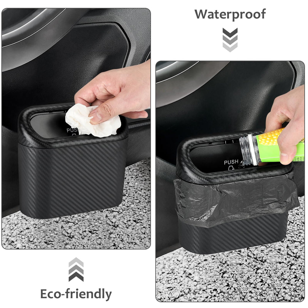 Accmor Car Trash Can with Lid, Mini Auto Dustbin Garbage Organizer with 30 Pcs Plastic Trash Bag, Automotive Garbage Container Bin for Vehicle, Home, Office