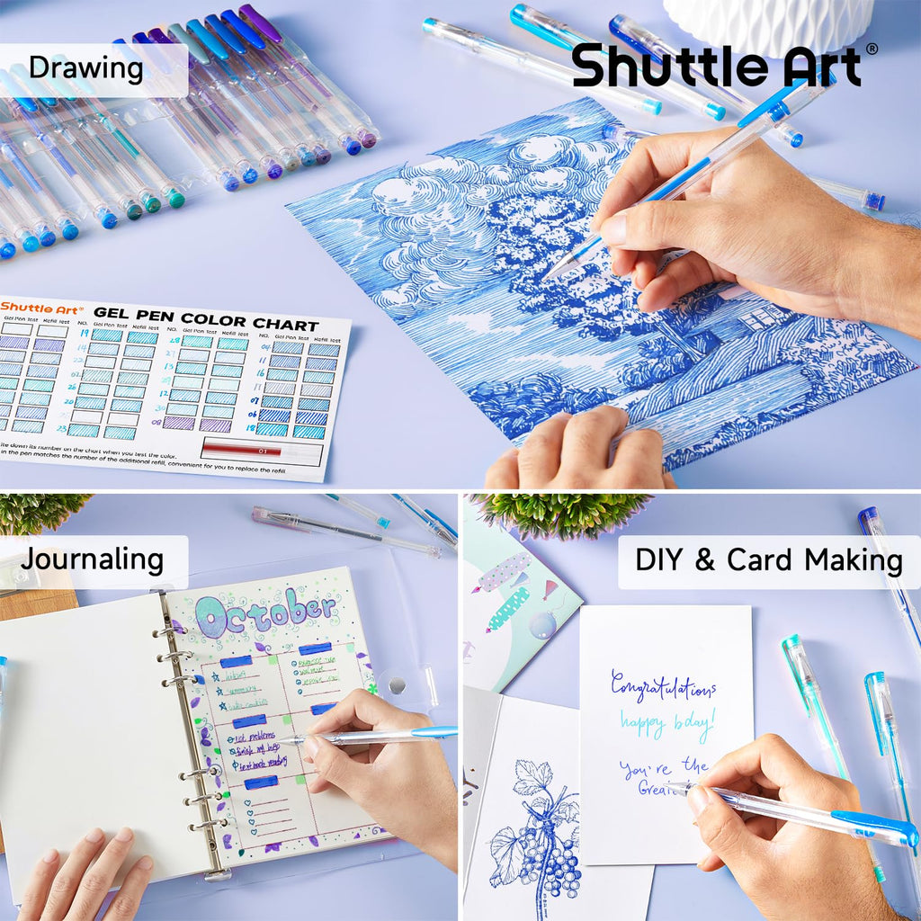 Shuttle Art Pastel Gel Pens, 24 Pastel Milky Colors Gel Pen for Black Paper, Adults Coloring Books Drawing Doodling Crafts Scrapbooking Journaling