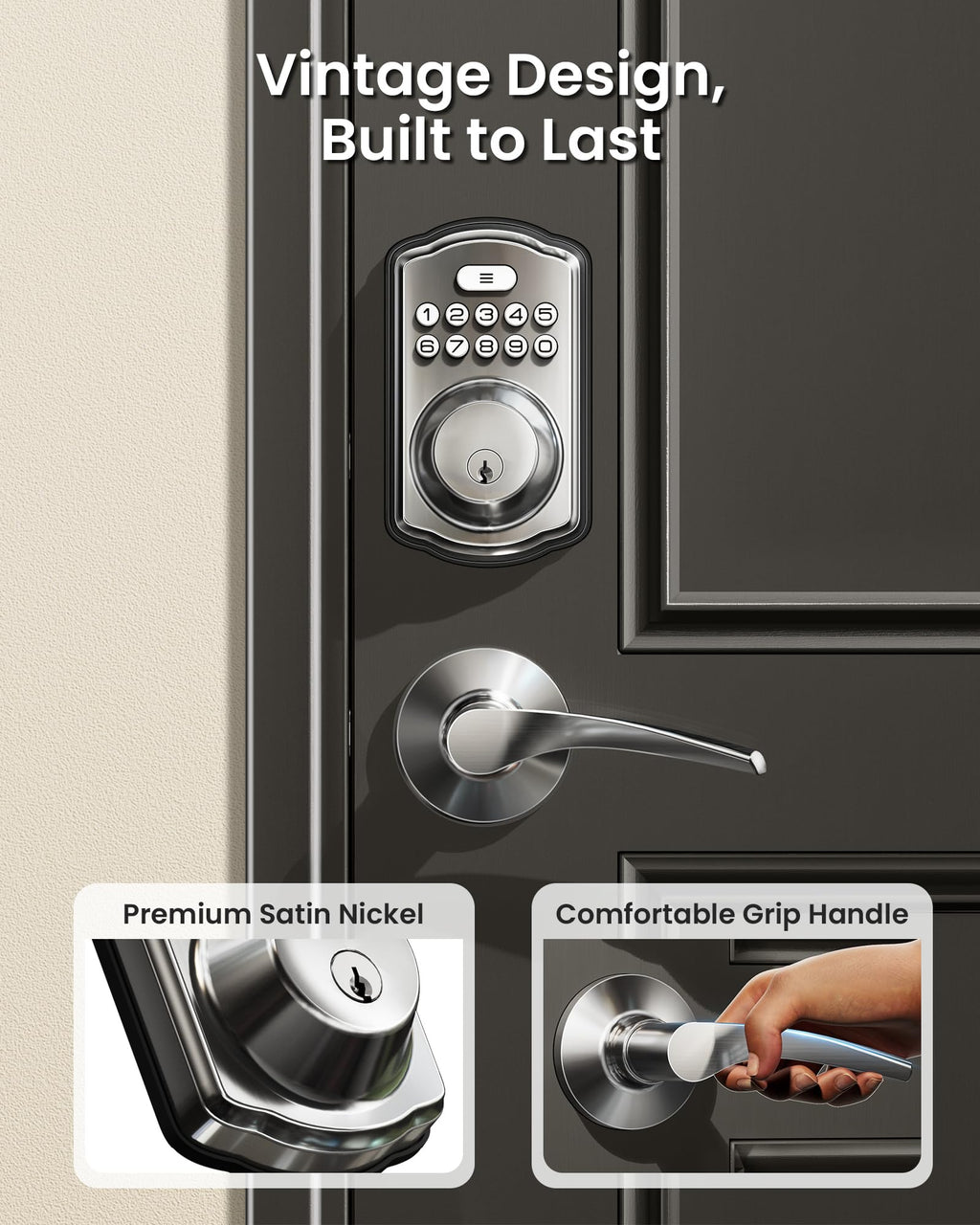 Veise Keyless Entry Door Lock with 2 Lever Handles - Electronic Keypad Deadbolt, Easy Installation Digital Smart Front Door Lock Set, Matte Black