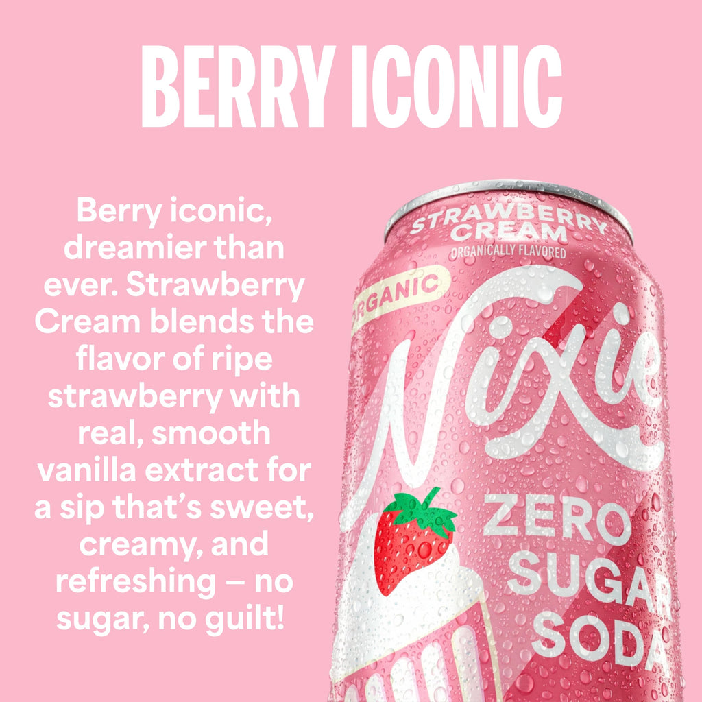 Nixie Organic Zero Sugar Soda, NEW Cherry Cola, Healthy Soda Pop, Non-GMO, 0 Sugar, 0 Calories, 40mg Caffeine, 12oz Cans (12 Pack)