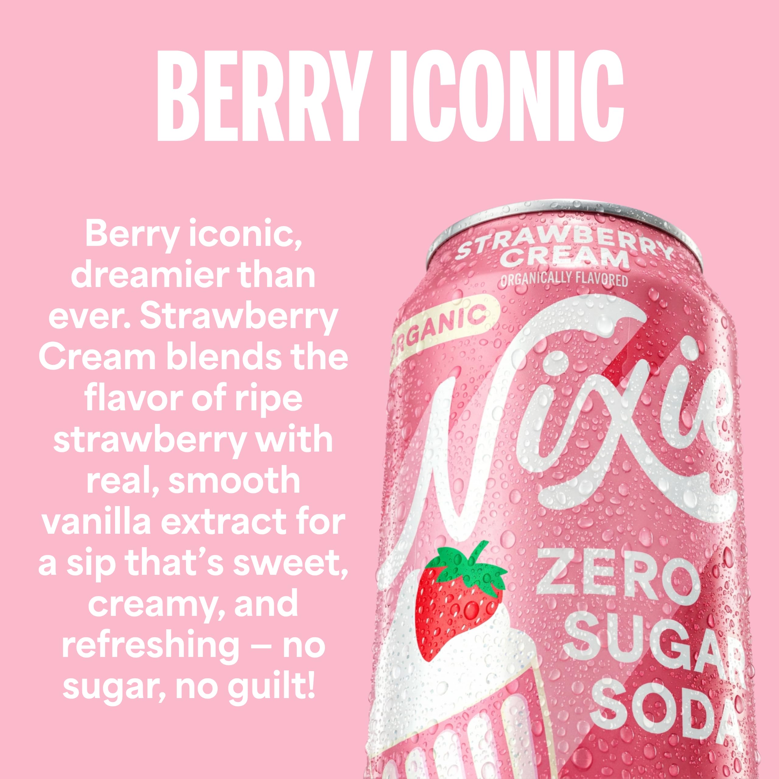 Nixie Organic Zero Sugar Soda, NEW Cherry Cola, Healthy Soda Pop, Non-GMO, 0 Sugar, 0 Calories, 40mg Caffeine, 12oz Cans (12 Pack)