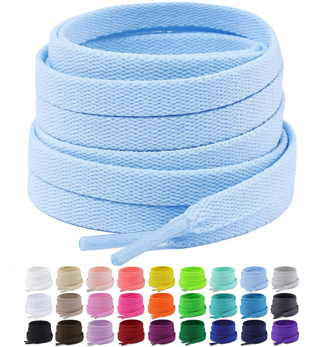 Upgrade Tight Weave Flat Shoelaces 28 Colors 5/16" Wide Shoe Laces for Sneakers - 2Pairs