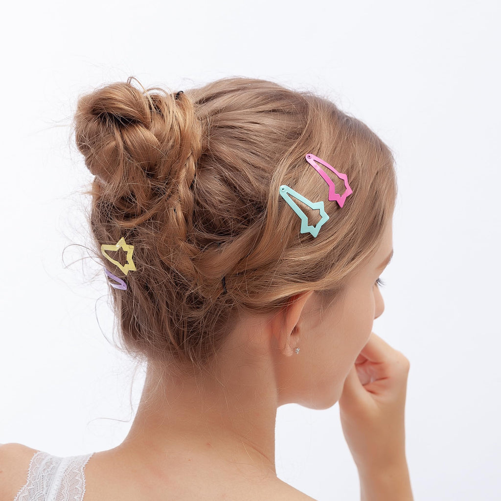 ECADY 100-Piece Metal Snap Hair Clips for Girls, Toddlers, and Kids, Hair Bow Barrettes Perfect for Fine Hair, Thick Hair, and More - Featuring Fun Bow Designs