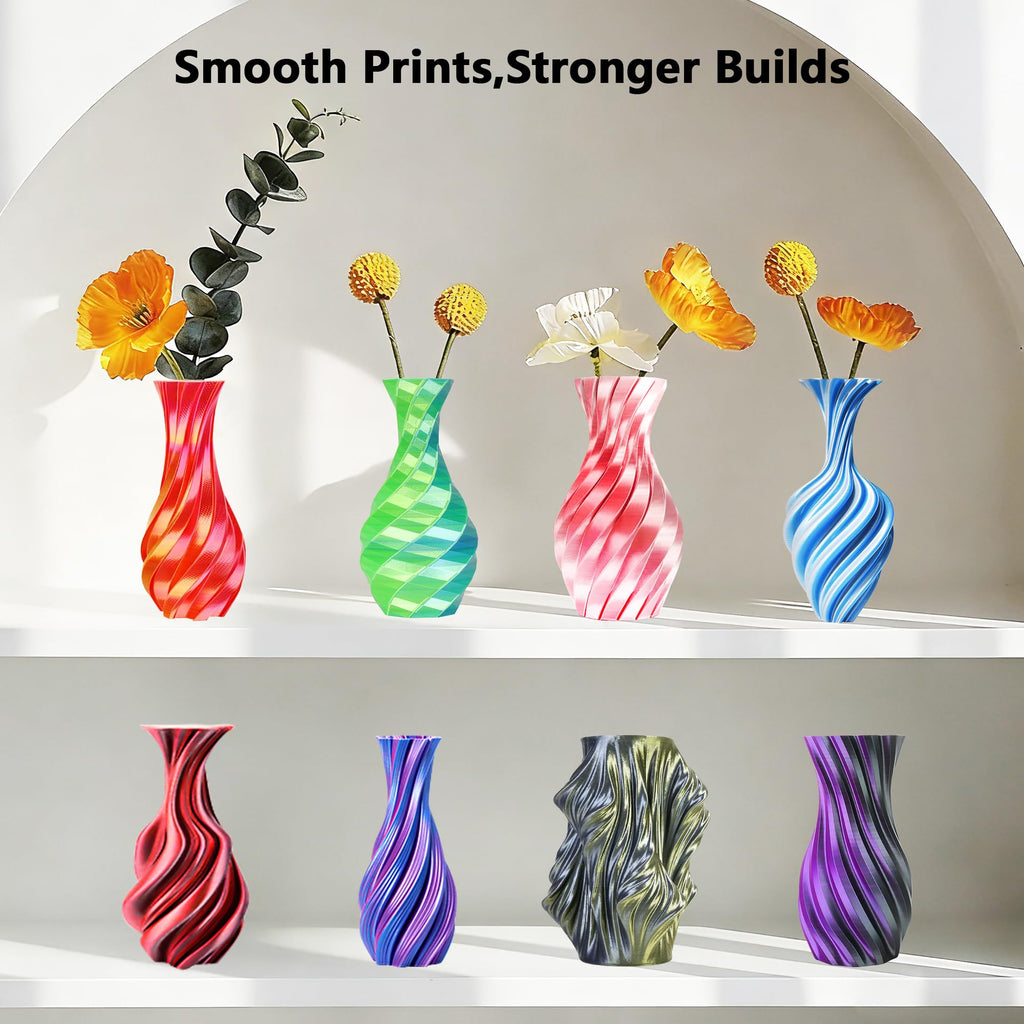 1.75mm PLA 3D Printer Filament Bundle: Glow in Dark Green/Blue/Purple/Rainbow, One Spool Clear Multi Colored, Each Spool 250g, Total 1.25Kg 3D Printing Material, 250g x 5 Spools Glow in Dark PLA