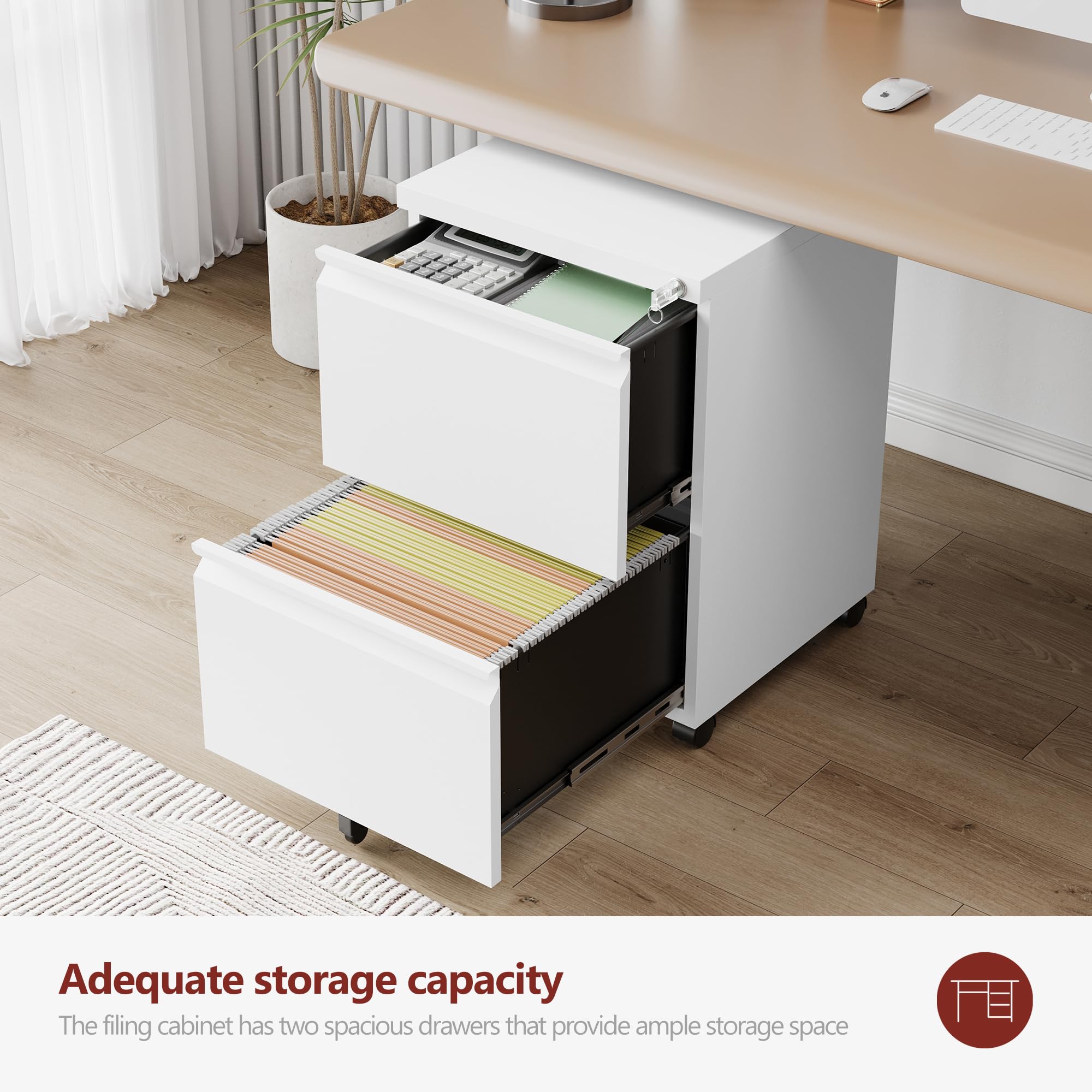 RAVIGIN 4 Drawer File Cabinet with Lock,Vertical Filing Cabinet for Home Office,Metal File Cabinets with Lock,Storage Files for A4/ Legal/Letter, Require Assembly, (Black)