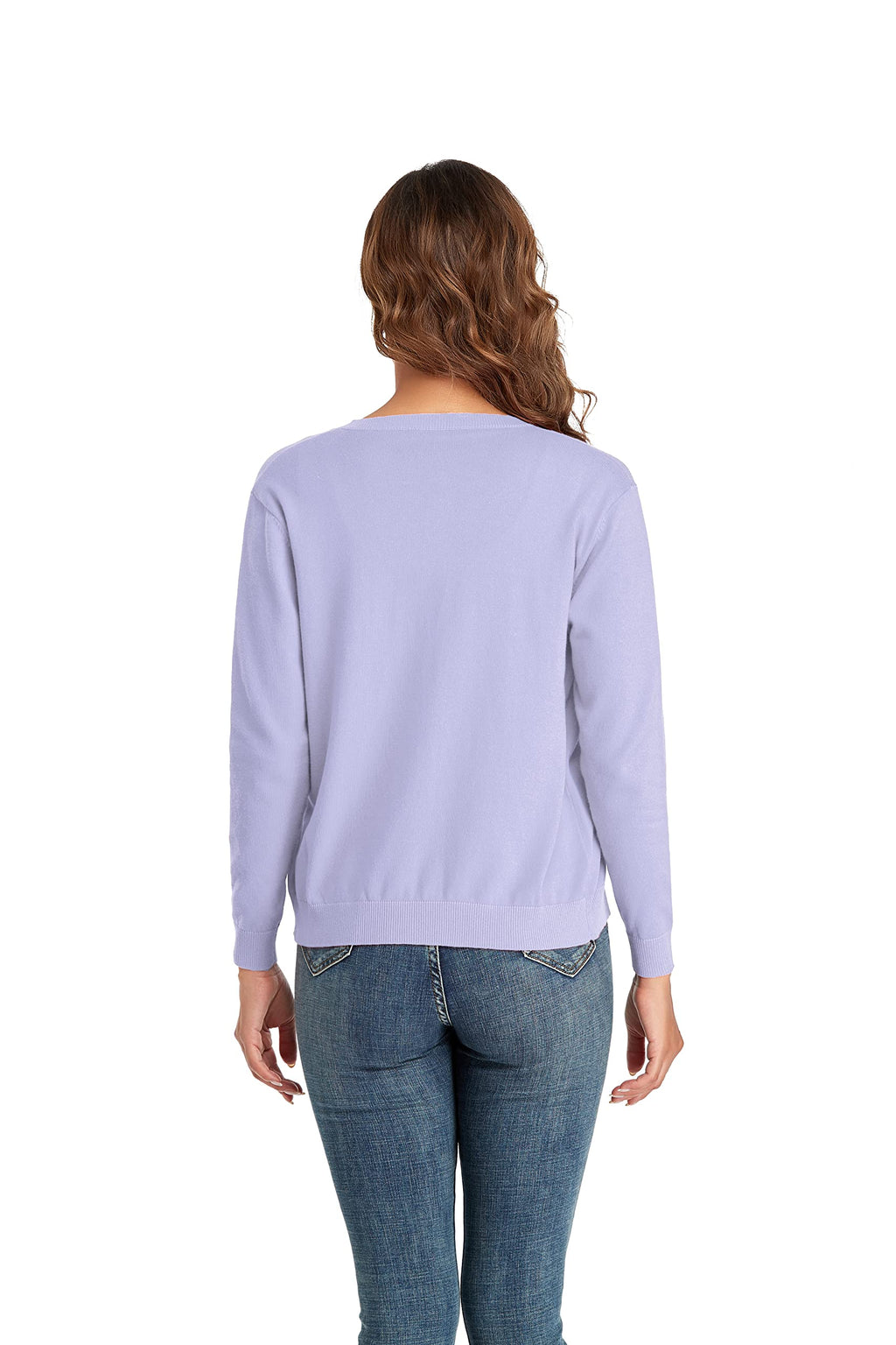CUNYI Women's Crew Neck Cardigan Long Sleeve Sweater for Women Button Down Soft Knit Ladies Cardigan Sweates Coat