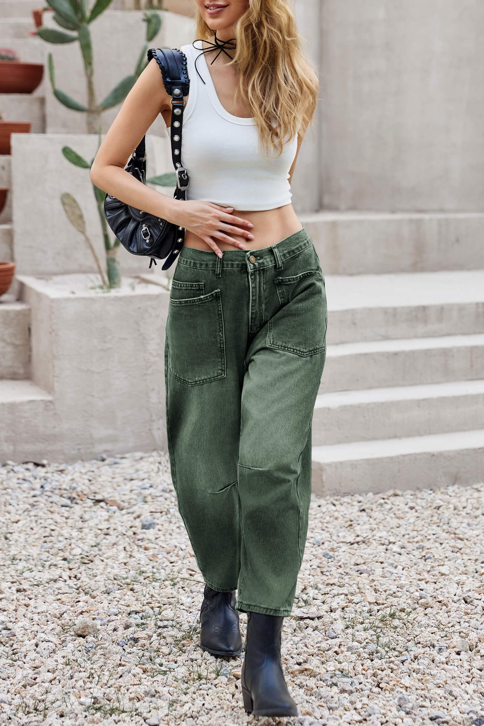 PLNOTME Womens Barrel Jeans High Waisted Baggy Boyfriend Wide Leg Denim Pants with Pockets