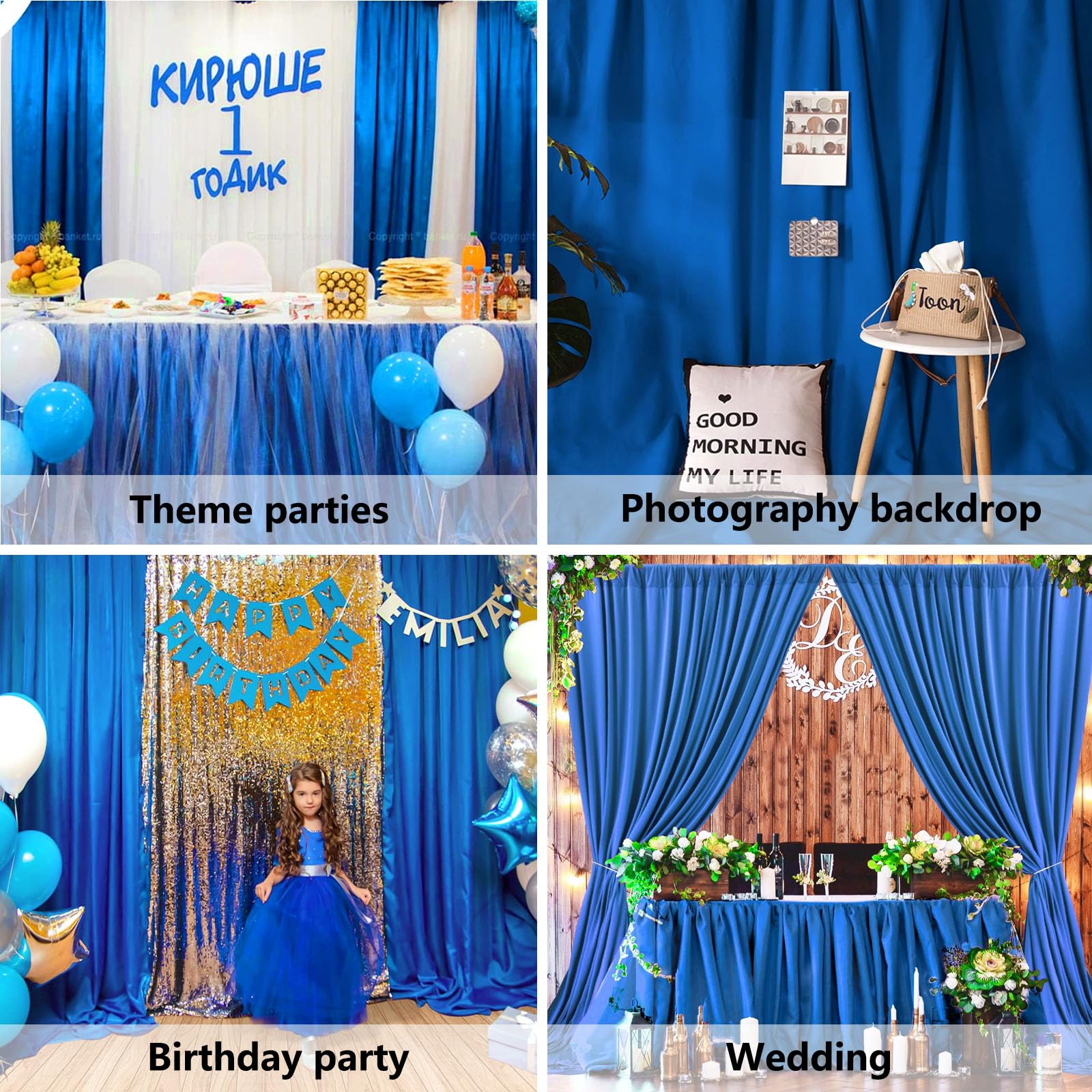 10 x 10 Feet Black A Backdrop Curtain for Partie, Background Curtains for Photoshoot, Birthday, Wedding, Halloween, Thanksgiving, Christmas, New Year Party Decorations 5Ft x 10Ft, 2 Panels