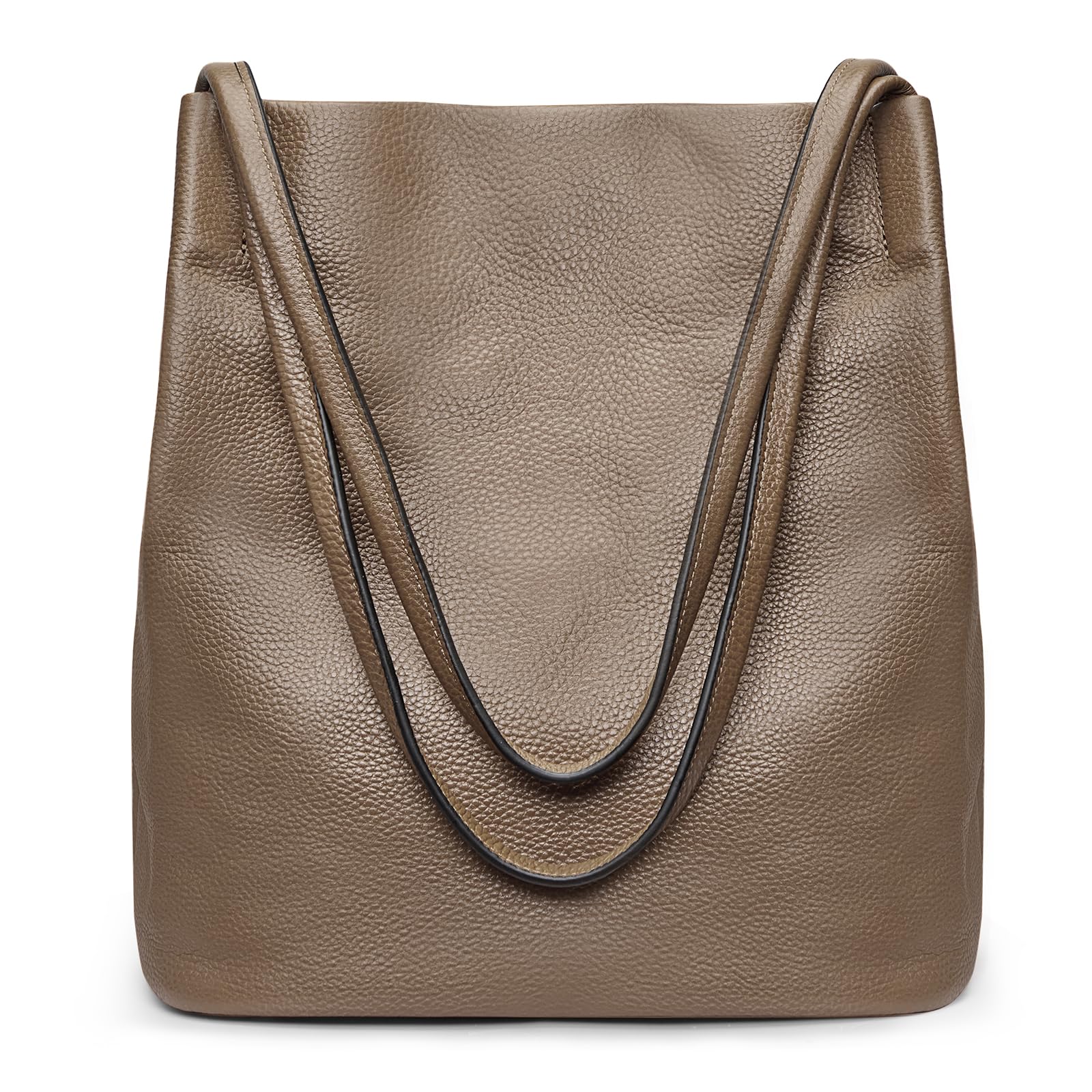 Kattee Women Soft Genuine Leather Totes Shoulder Bag Purses and Handbags with Top Magnetic Snap Closure