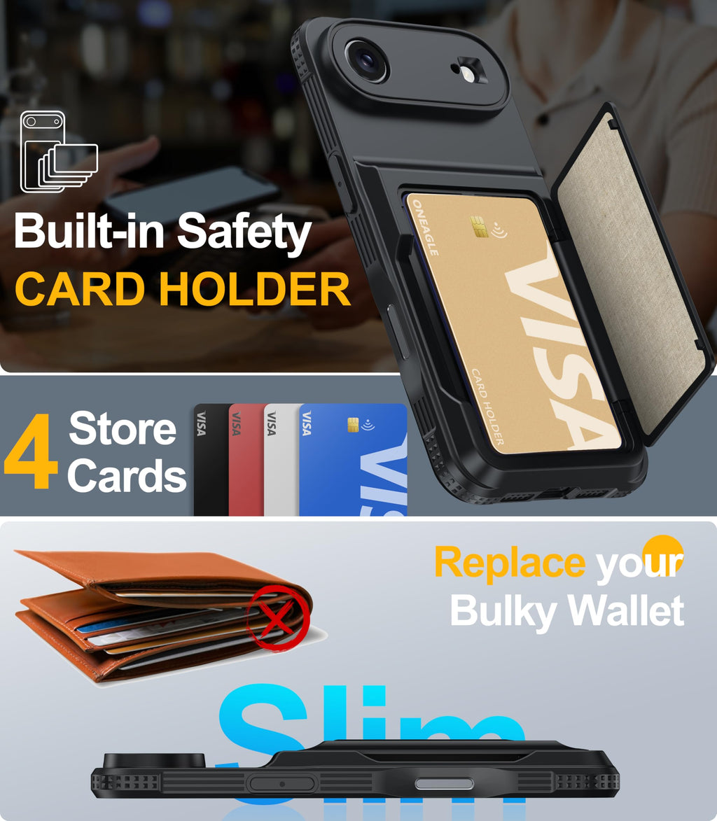 Oneagle Wallet for iPhone 16 Pro Max Case with Card Holder (4-5 Cards) [RFID Blocking] [Privacy Screen Protector] Full Camera Protection & Kickstand, 15FT Shockproof Phone Case for iPhone 16 Pro Max