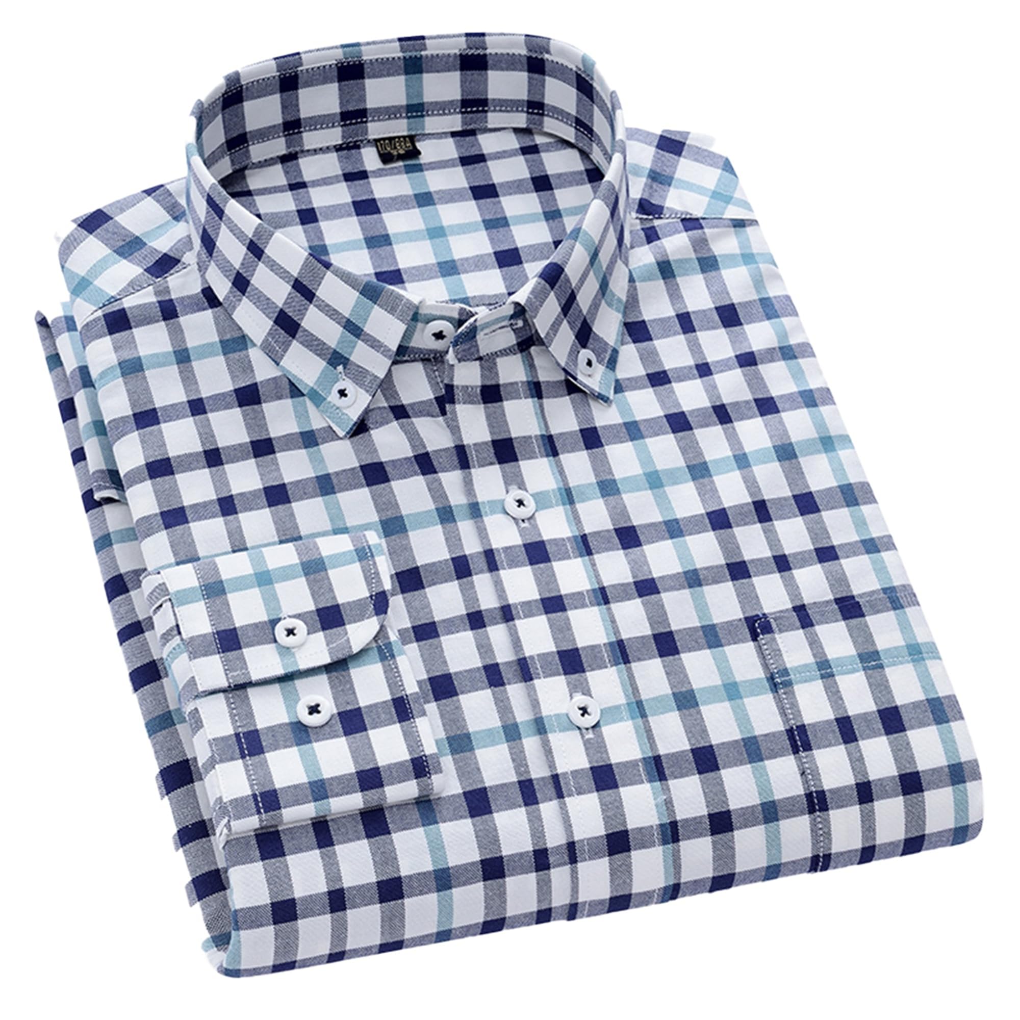 Cromoncent Mens Cotton Oxford Shirt Long Sleeve Button Down Dress Shirts with Pocket