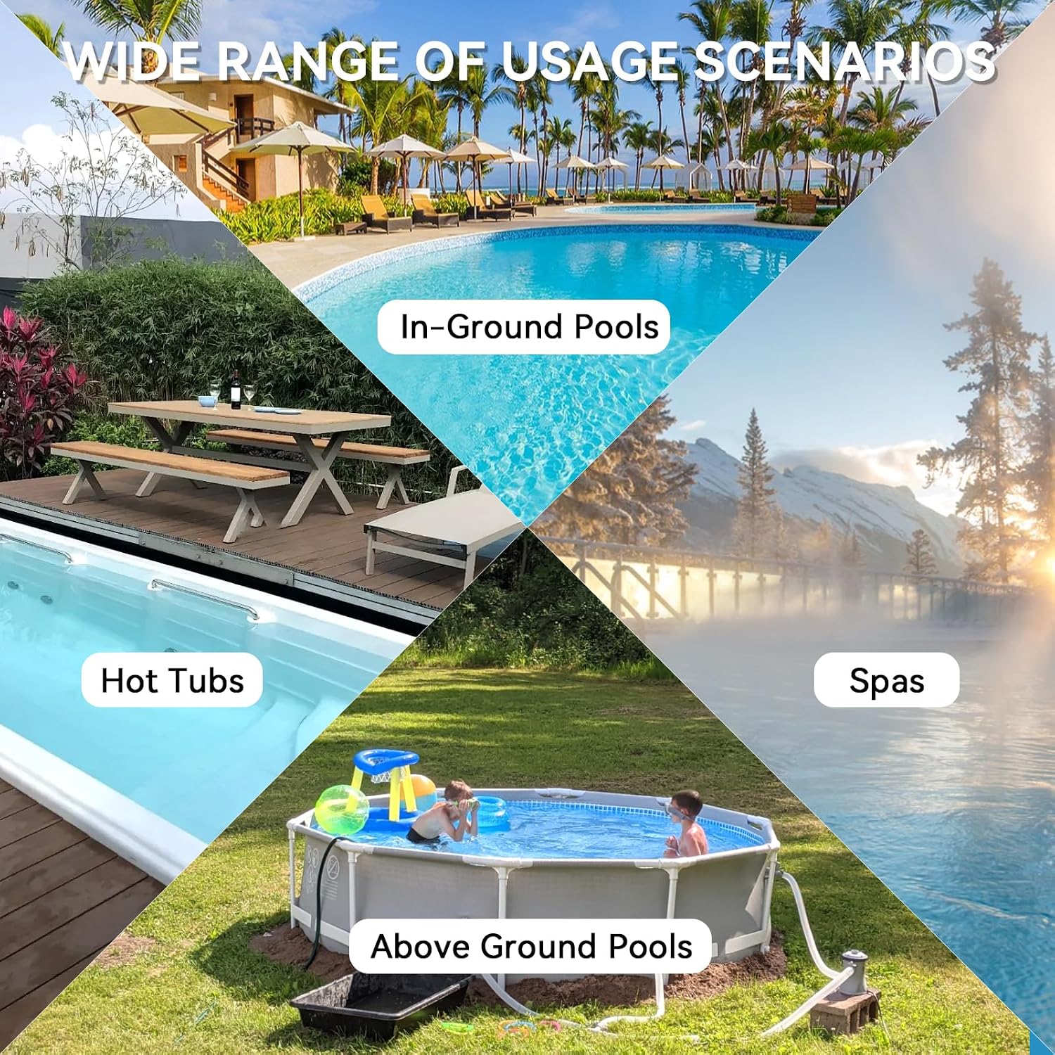 LVKE L2 Cordless Handheld Pool Vacuum for Above Ground Pool with Telescopic Pole, Strong Suction Power, Ideal for Deep Pool Cleaning, Blue