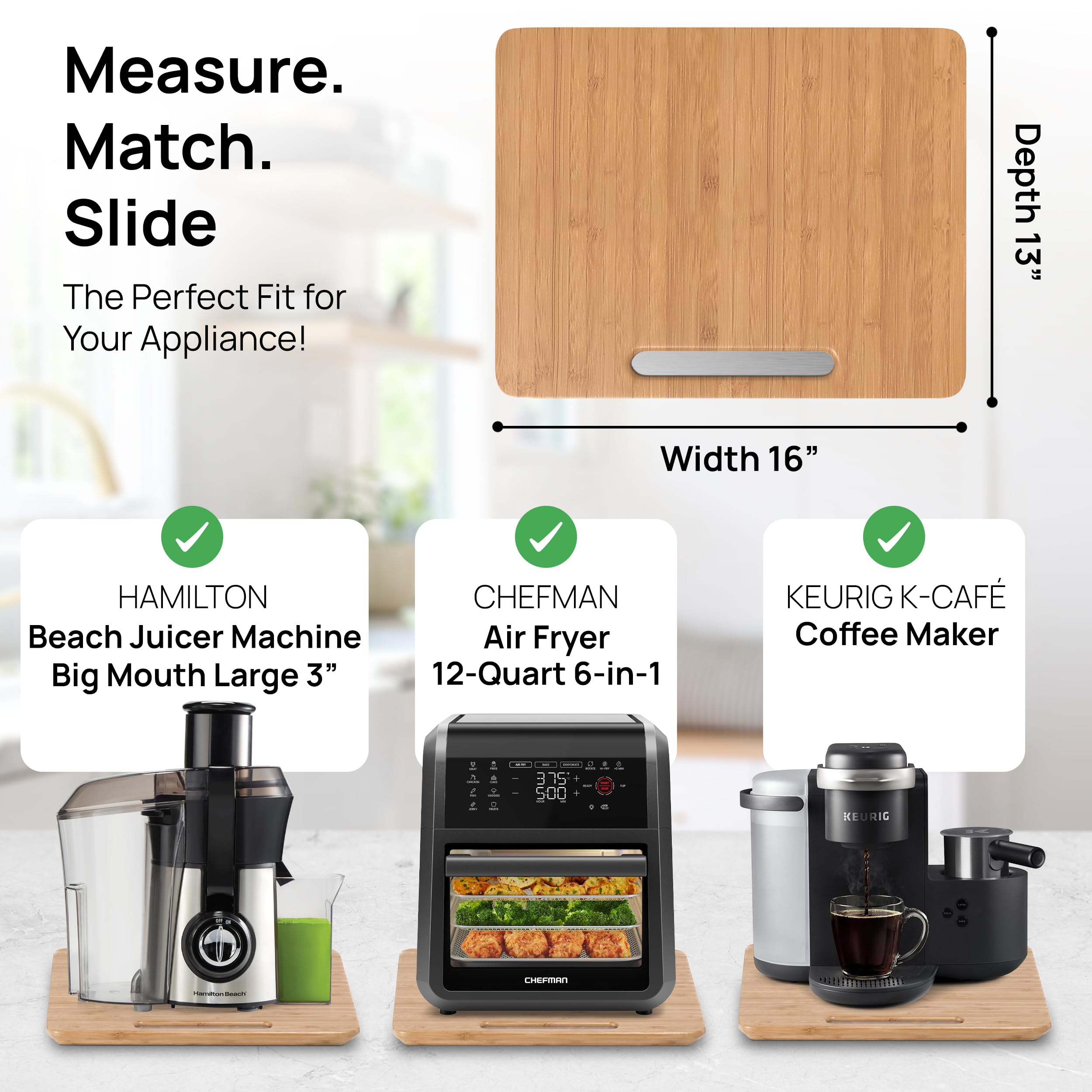 Ibyx Premium Bamboo Mixer Slider for KitchenAid 4.5-5 Qt Tilt-Head Stand Mixer - Food-Grade Appliance Slider Mat for Kitchen Countertop Storage Accessories (Black)