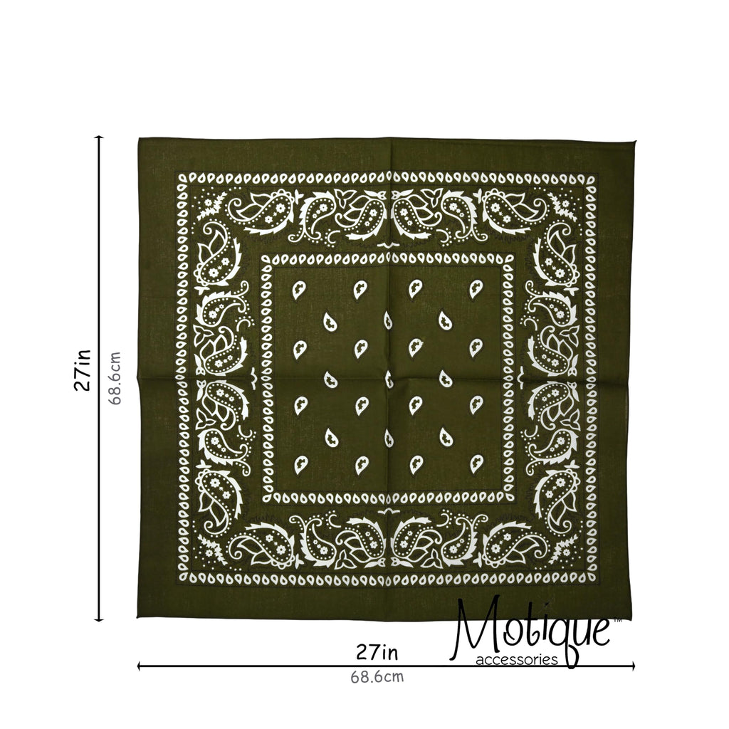 Motique Accessories Extra Large Paisley Bandana 27x27 Inch