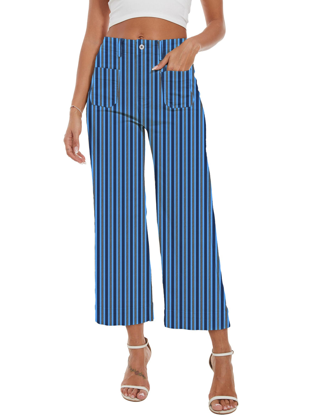 Wide Leg Jeans for Women Trendy High Waisted Flare Jeans Cropped Pants Stretchy Baggy