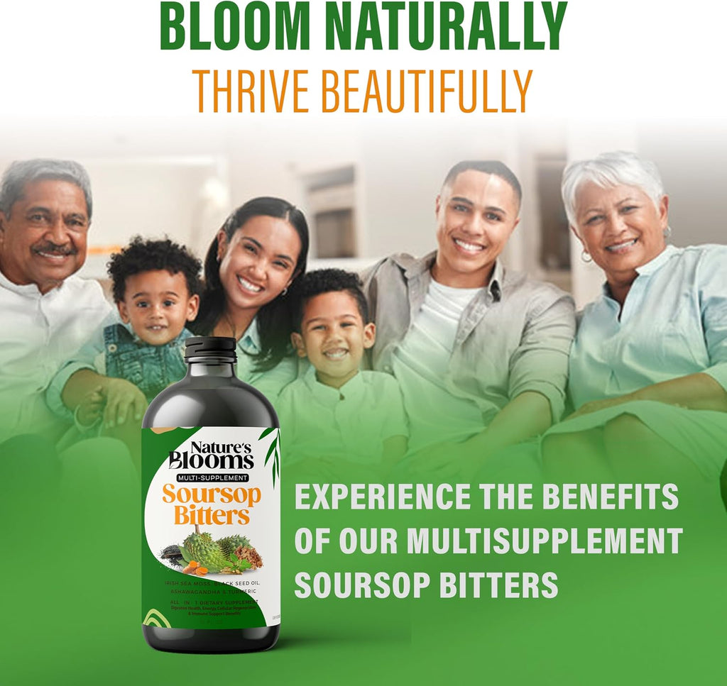 Nature's Blooms Soursop & Black Seed Bitters Bundle, 16 oz Each, 2 Bottles