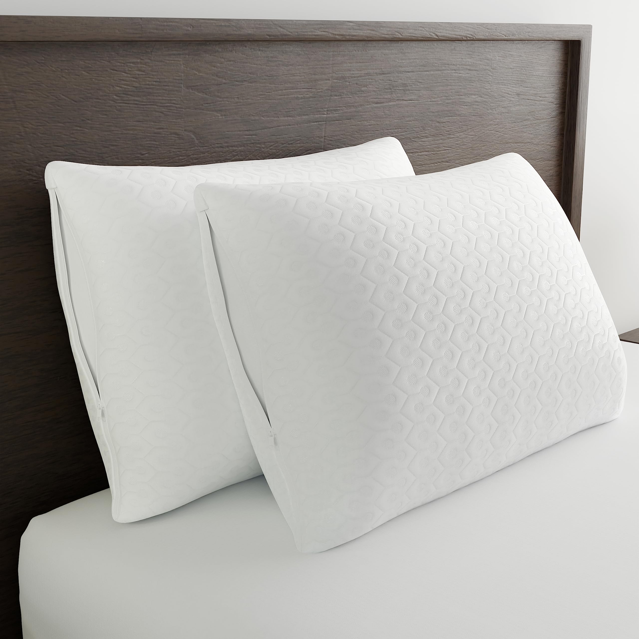 AllerEase Platinum Allergy Defense Particles Proof Temperatur Balancing Luxurious Plush Fabric Machine Washable Durable Zippered Pillow Protector, Standard/Queen Size, White