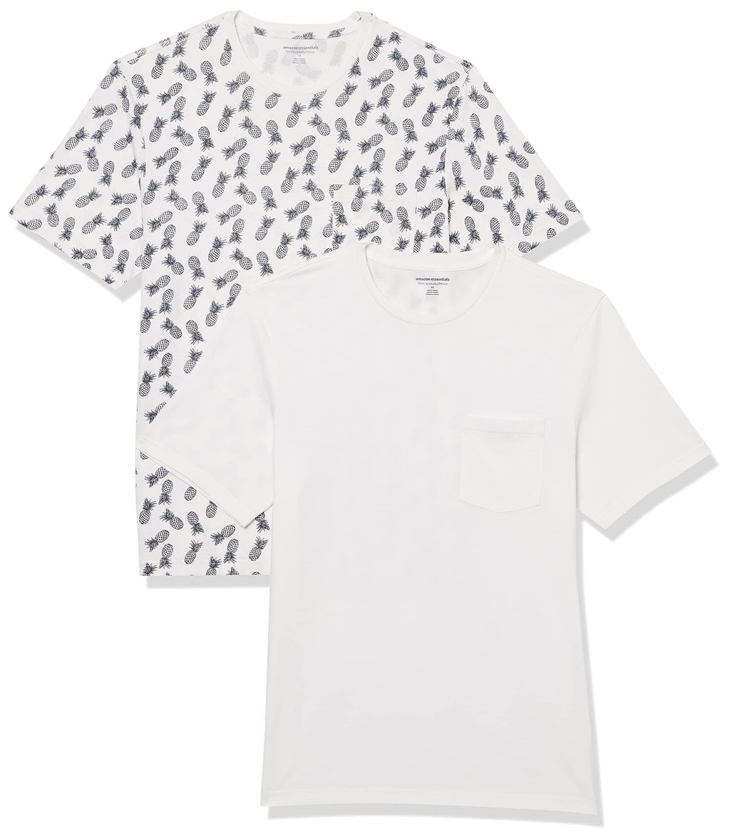 Amazon Essentials Men's Short-Sleeve Crewneck Pocket T-Shirts, Pack of 2