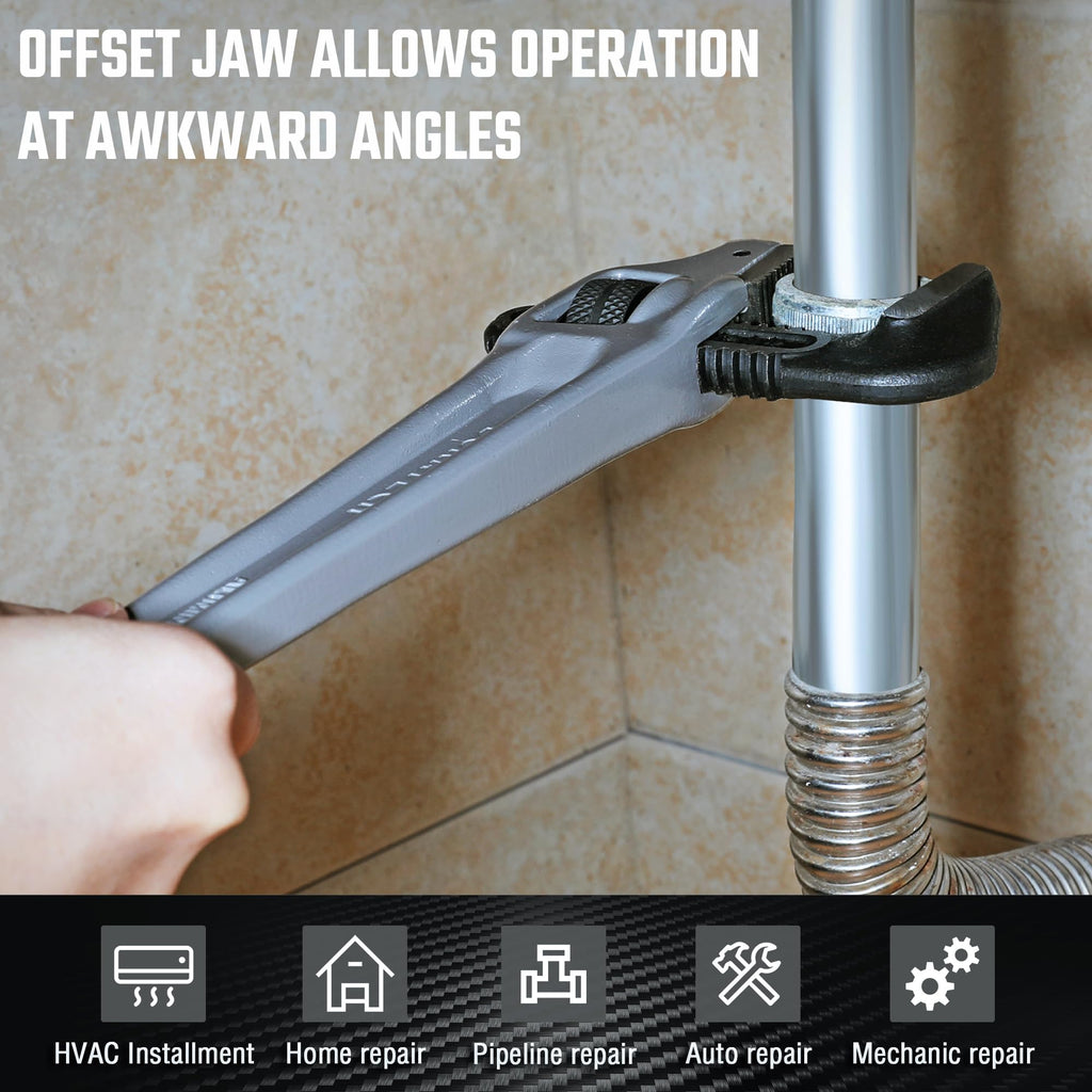 DURATECH 8-inch Heavy Duty Aluminum Straight Pipe Wrench, Adjustable Plumbing Wrench, Drop Forged, Exceed GGG standard