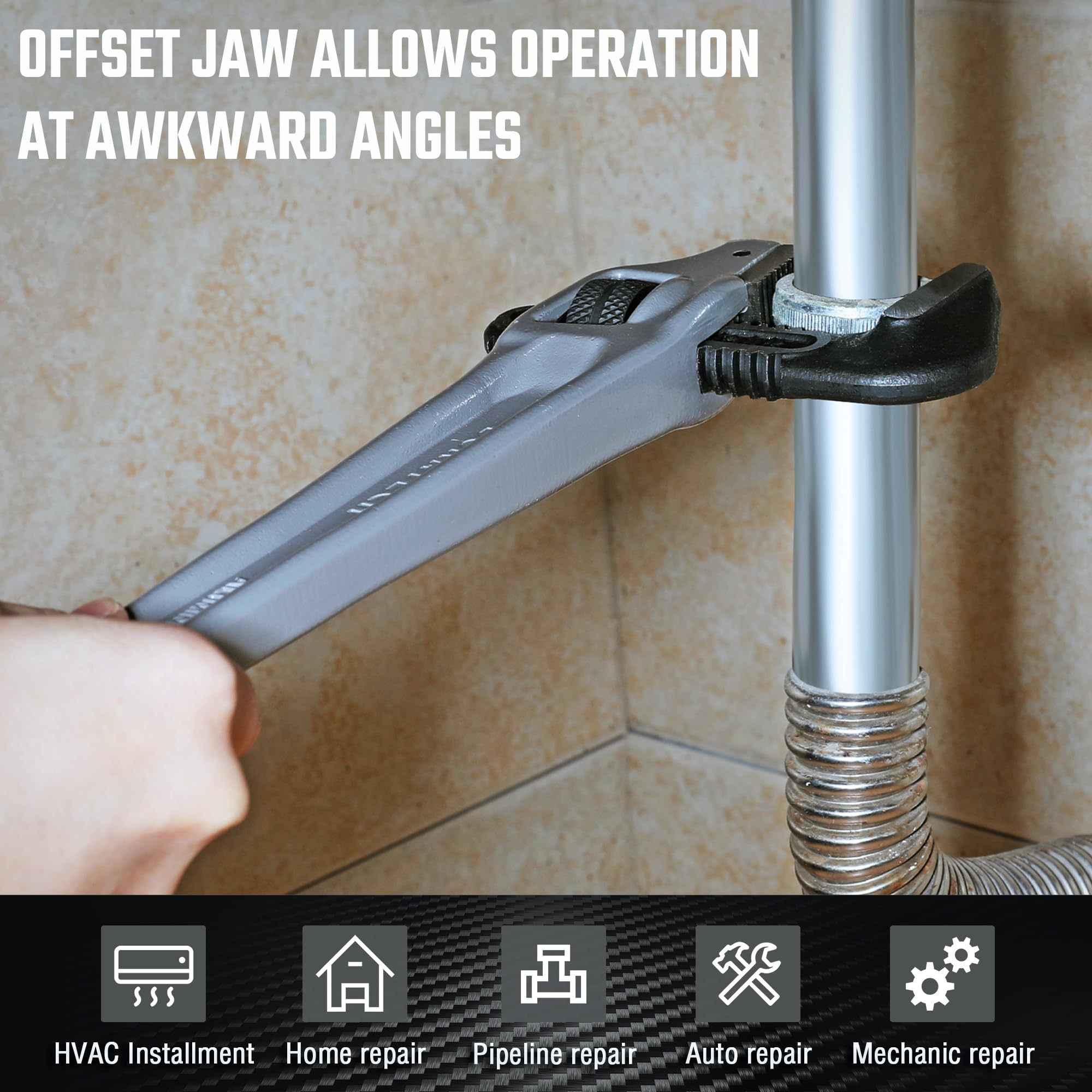 DURATECH 8-inch Heavy Duty Aluminum Straight Pipe Wrench, Adjustable Plumbing Wrench, Drop Forged, Exceed GGG standard