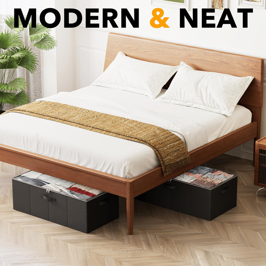 SpaceAid Paquete de 2 Contenedores de Almacenamiento Debajo de la Cama de 10" de Alto, Organizadores Grandes de Almacenamiento Debajo de la Cama con Tapas para Dormitorio, Residencia Estudiantil, Ropa