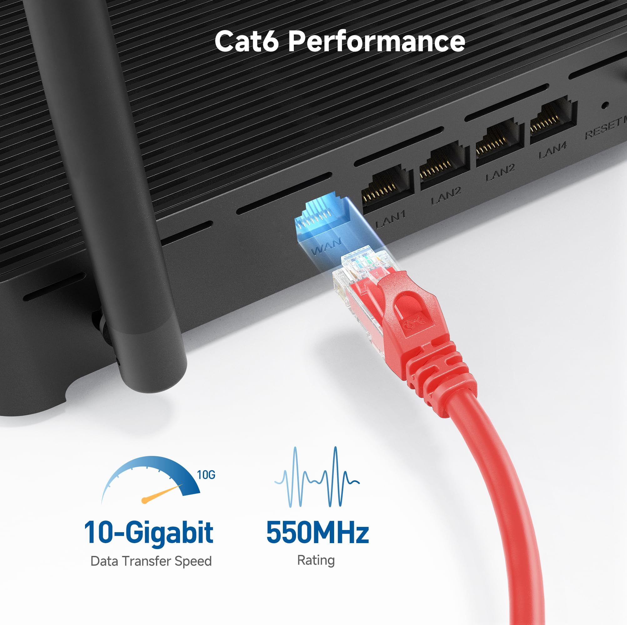 Cable Matters 10Gbps Snagless Short Cat 6 Ethernet Cable - 2ft, Cat 6 Cable, Cat6 Cord, Ethernet Cord, Black