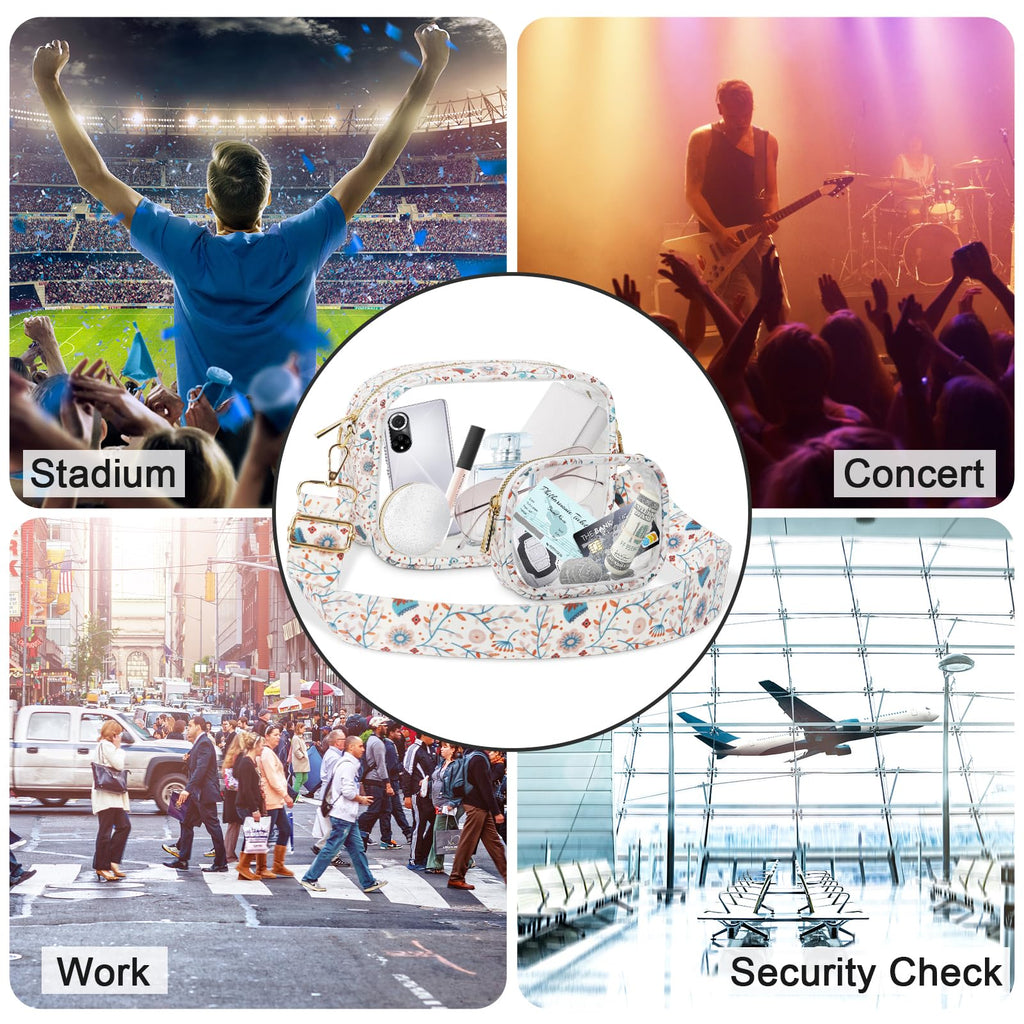 KETIEE Clear Crossbody Bag, Stadium Approved Clear Purse Bag for Concerts Sports Events Festivals