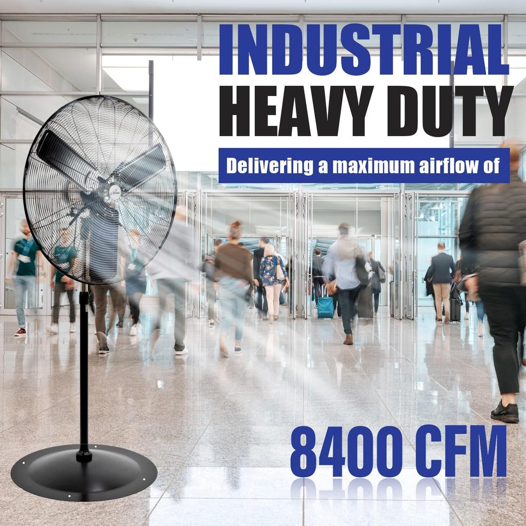 iLiving ILG8P30-72 Commercial Pedestal Floor Fan, 30-Inch, Industrial Heavy Duty Floor Standing Fan with 7261 CFM, Perfect for Home, Shop, Bedroom, Gym, Garage, Black