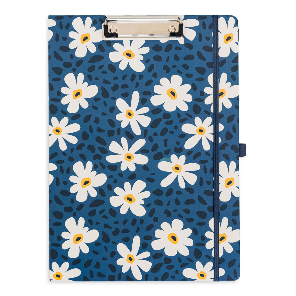 Steel Mill & Co Cute Clipboard Folio with Refillable Lined Notepad and Interior Storage Pocket, Black and White Padfolio for Work, Black Dots