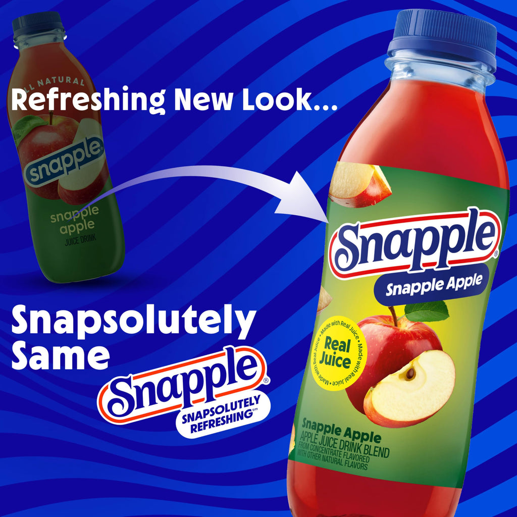 Snapple Apple Juice Drink, 16 fl oz recycled plastic bottle, 6 pack