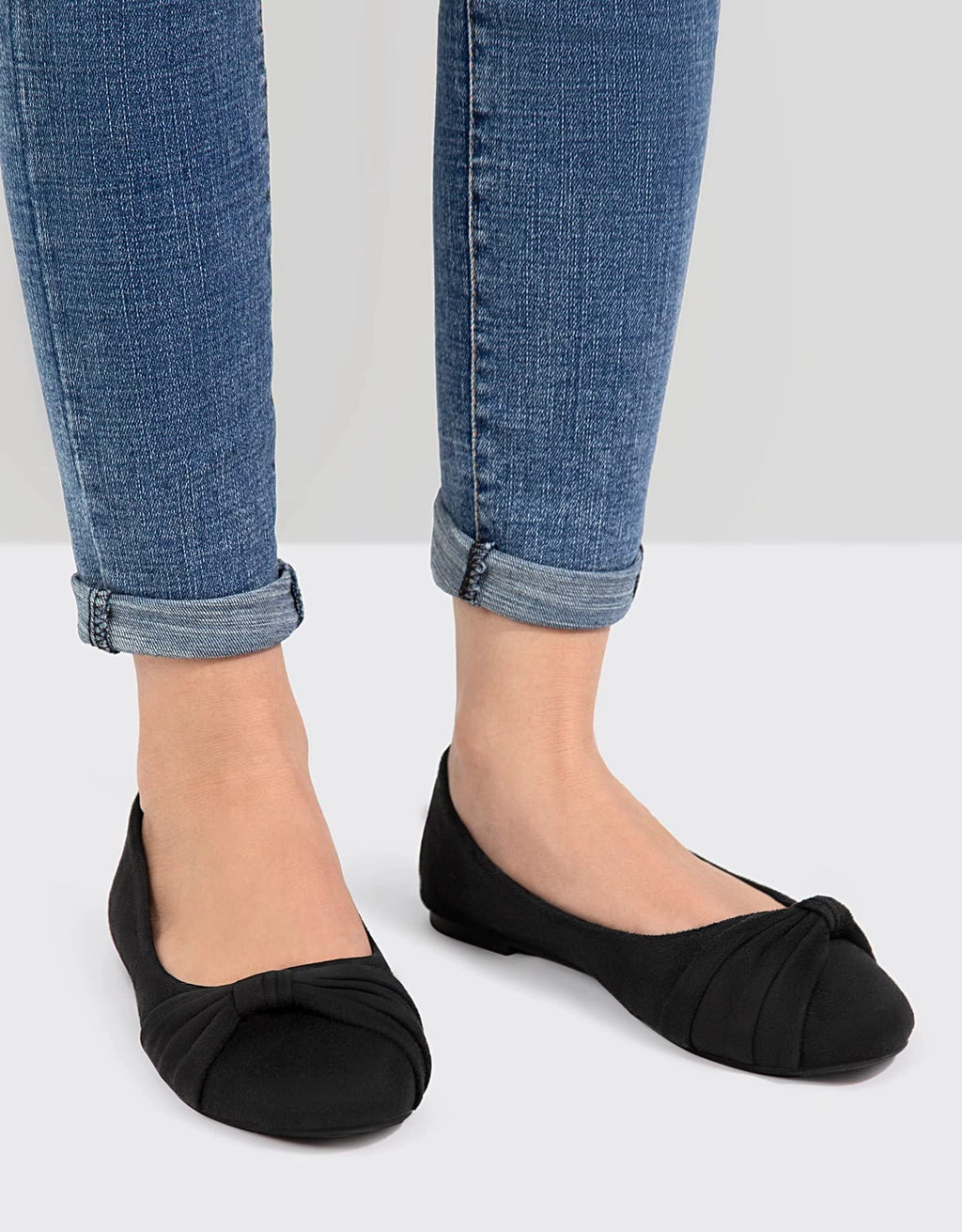 MaxMuxun Women's Flats Shoes Faux Suede Round Toe Ballet Dressy Flats Comfortable Slip On Walking Shoes