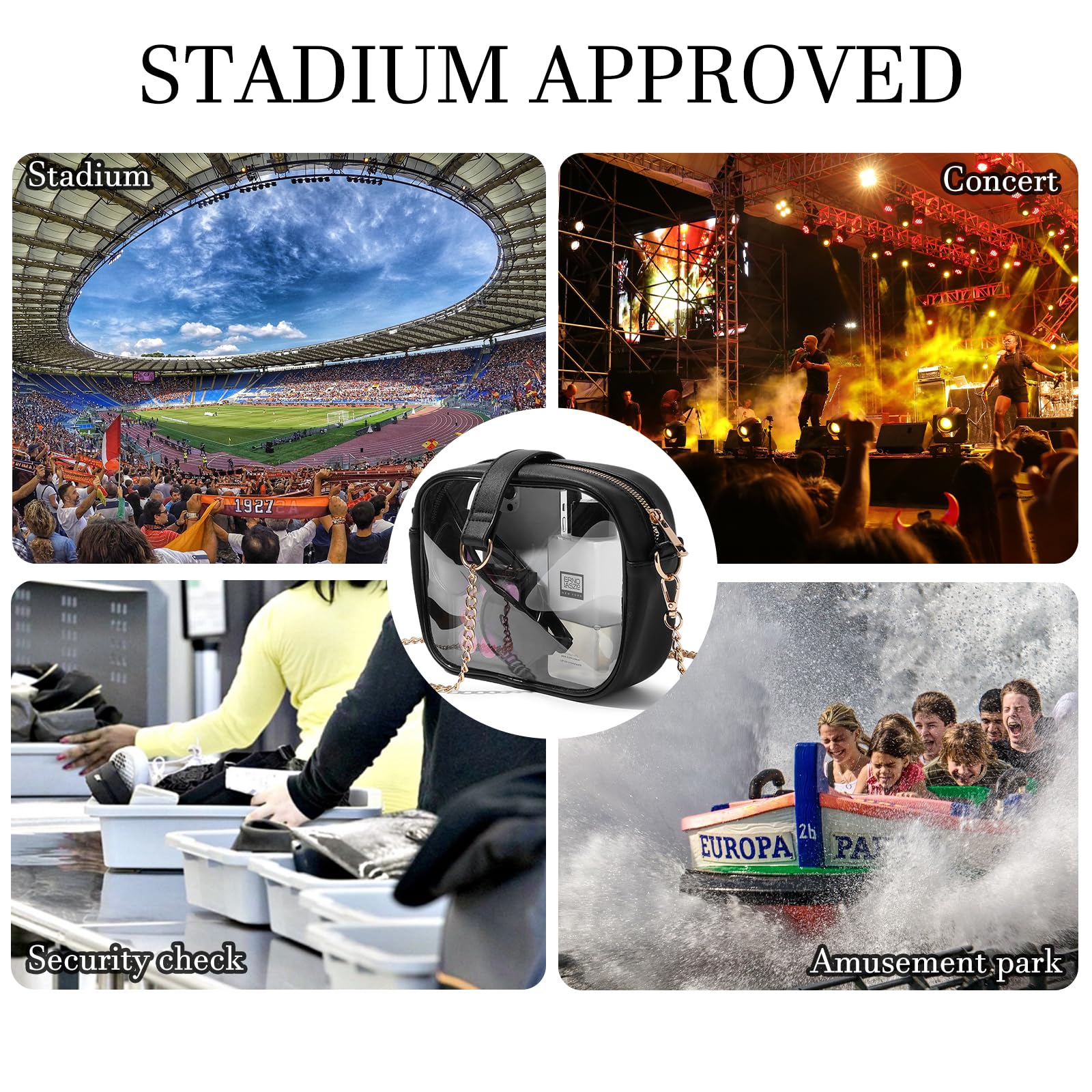 TOBVZOO Clear Bag Stadium Approved, Crossbody Transparent Bag for Concerts Sports Events, Purses for Men & Women