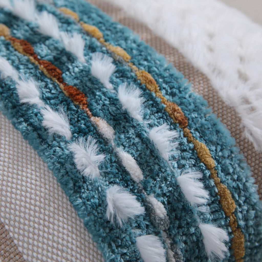 Boho Pillow Covers 18x18 Set of 2 for Couch-Modern Farmhouse Sofa Decorative Throw Pillow Covers Textured Chenille Cushion Covers Outdoor Netural Bohemian Pillow Cases Square